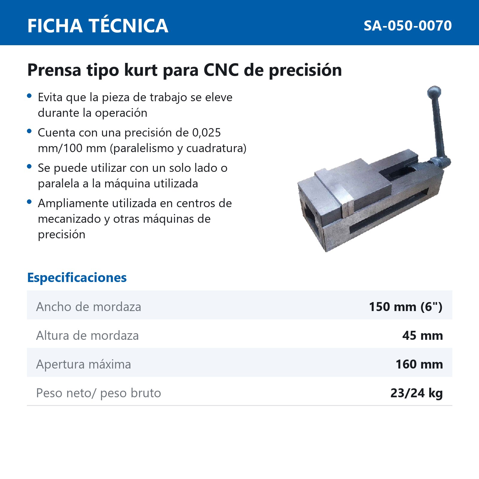 PRENSA 6" TIPO KURT CNC PRECISION - Imagen 2