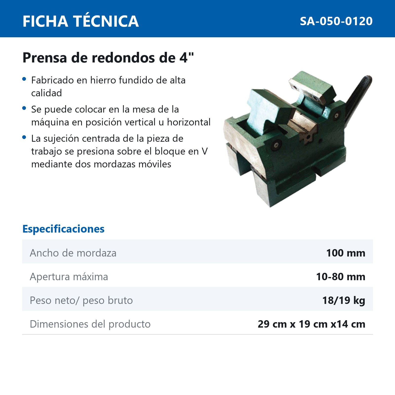 PRENSA DE REDONDOS DE 4" - Imagen 2