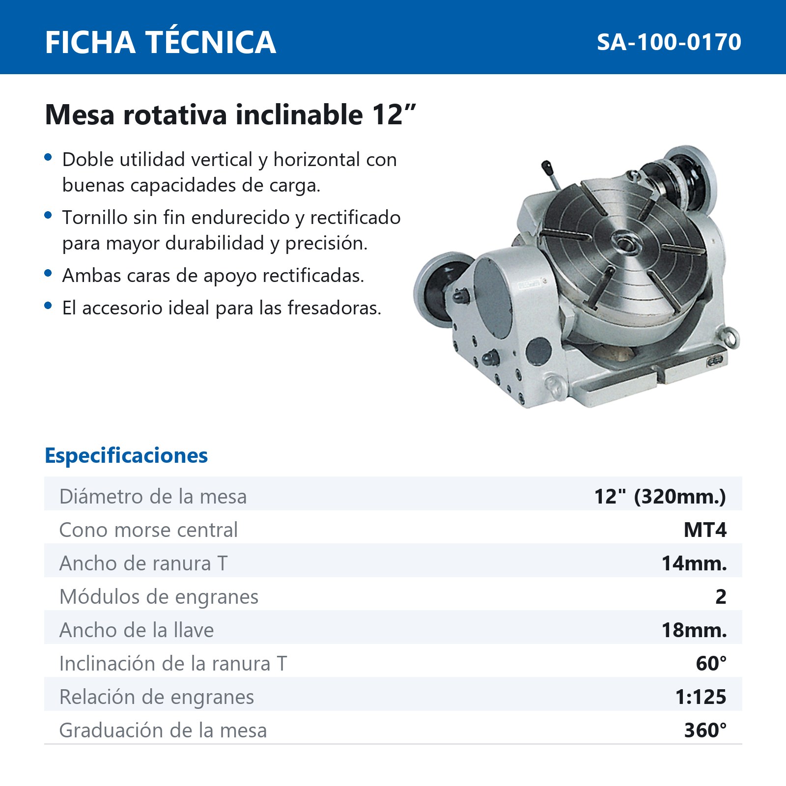 MESA ROTATIVA 12" (TILTING) - Imagen 2