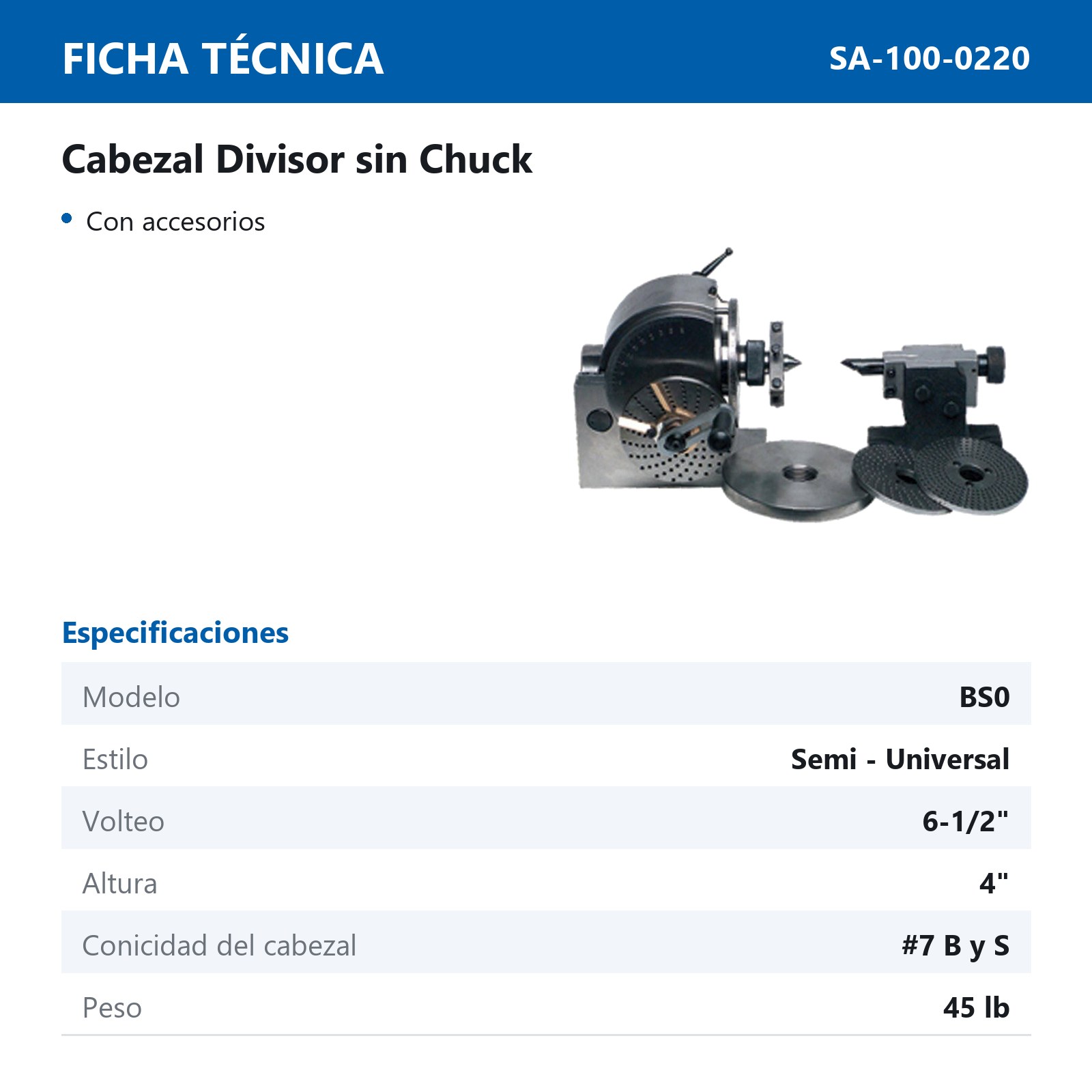 CABEZAL DIVISOR S/CHUCK BS0 - Imagen 2