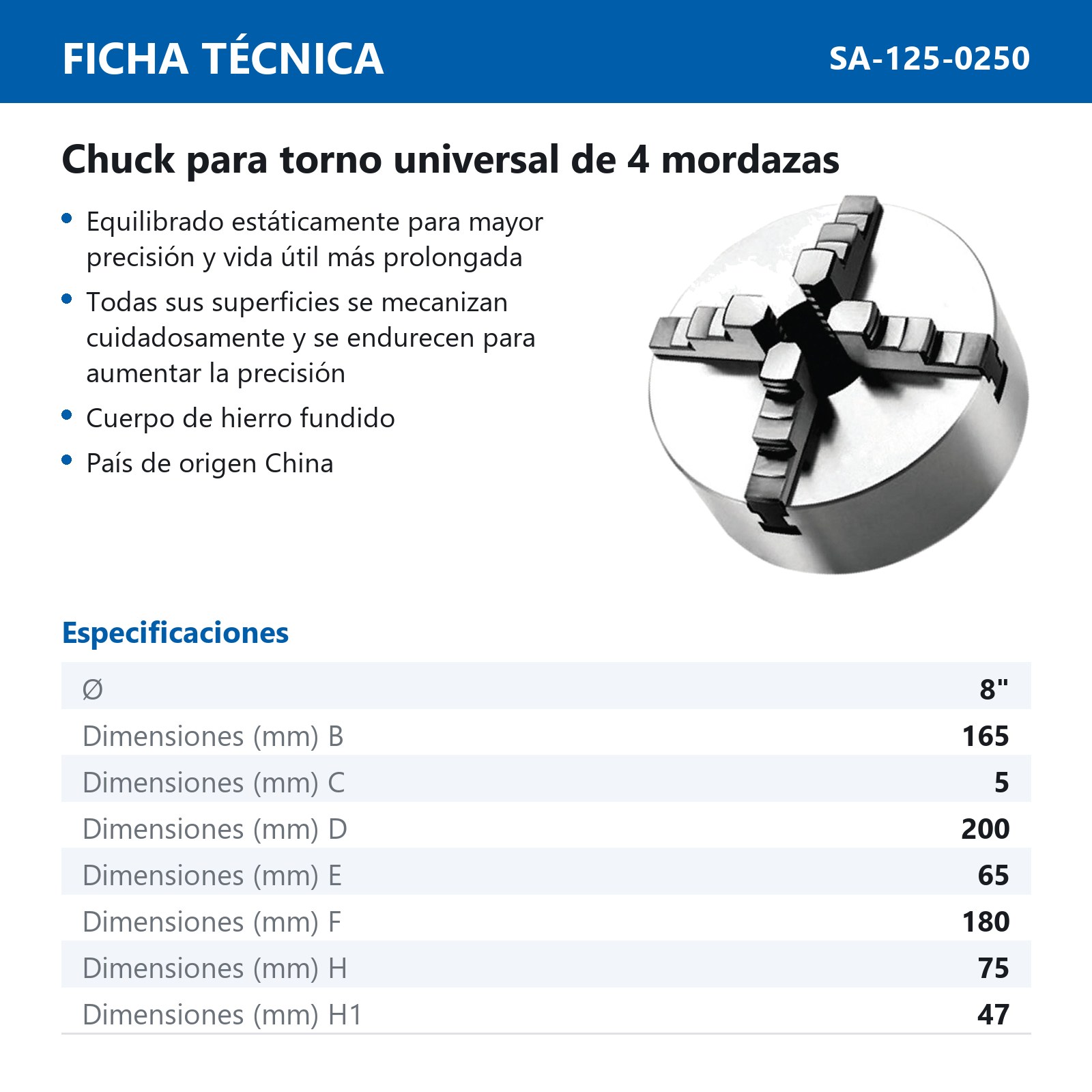 CHUCK 8" 4 MORDAZAS UNIVERSAL - Imagen 2