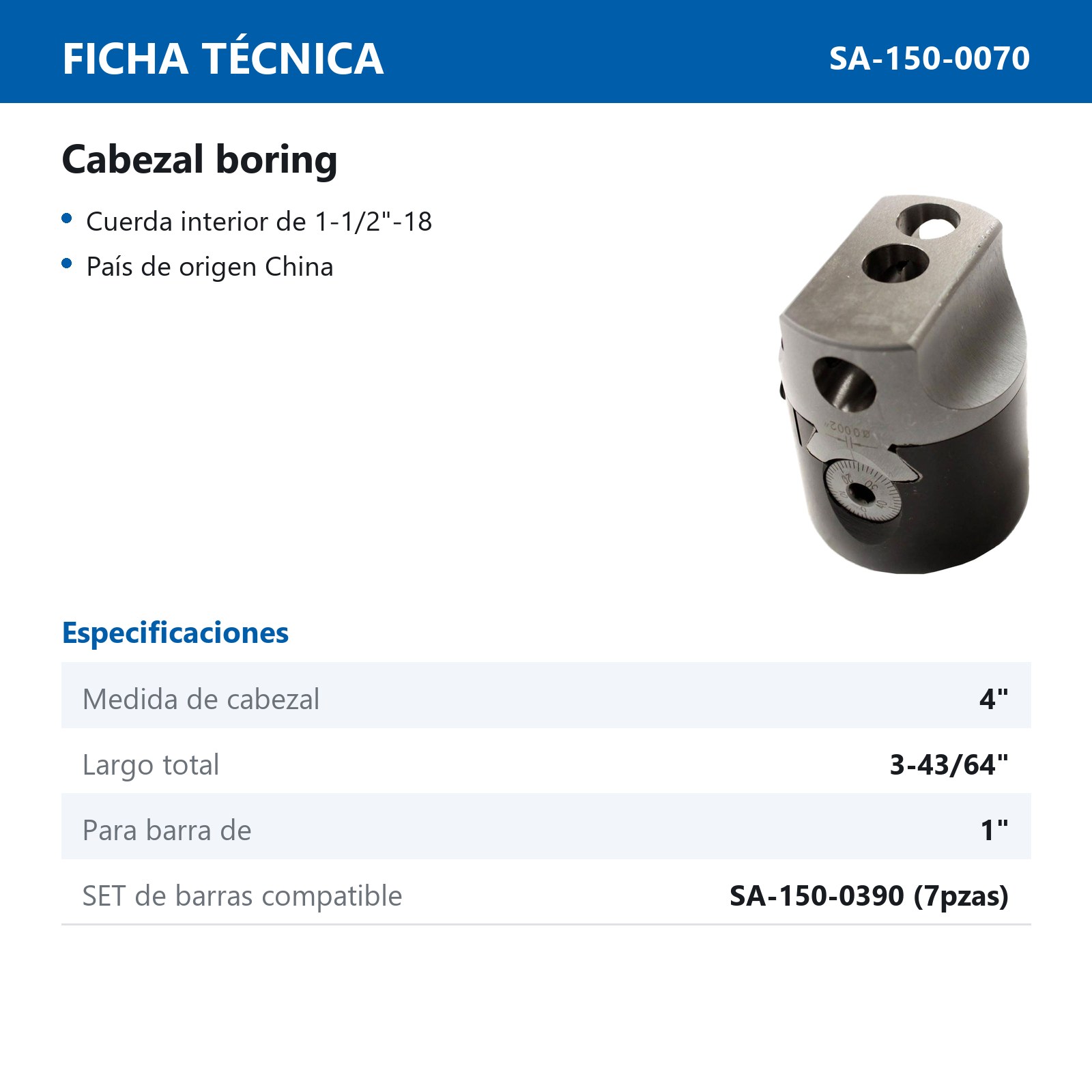 BORING HEAD 4"/CABEZA D/MANDRINADO 4" - Imagen 3