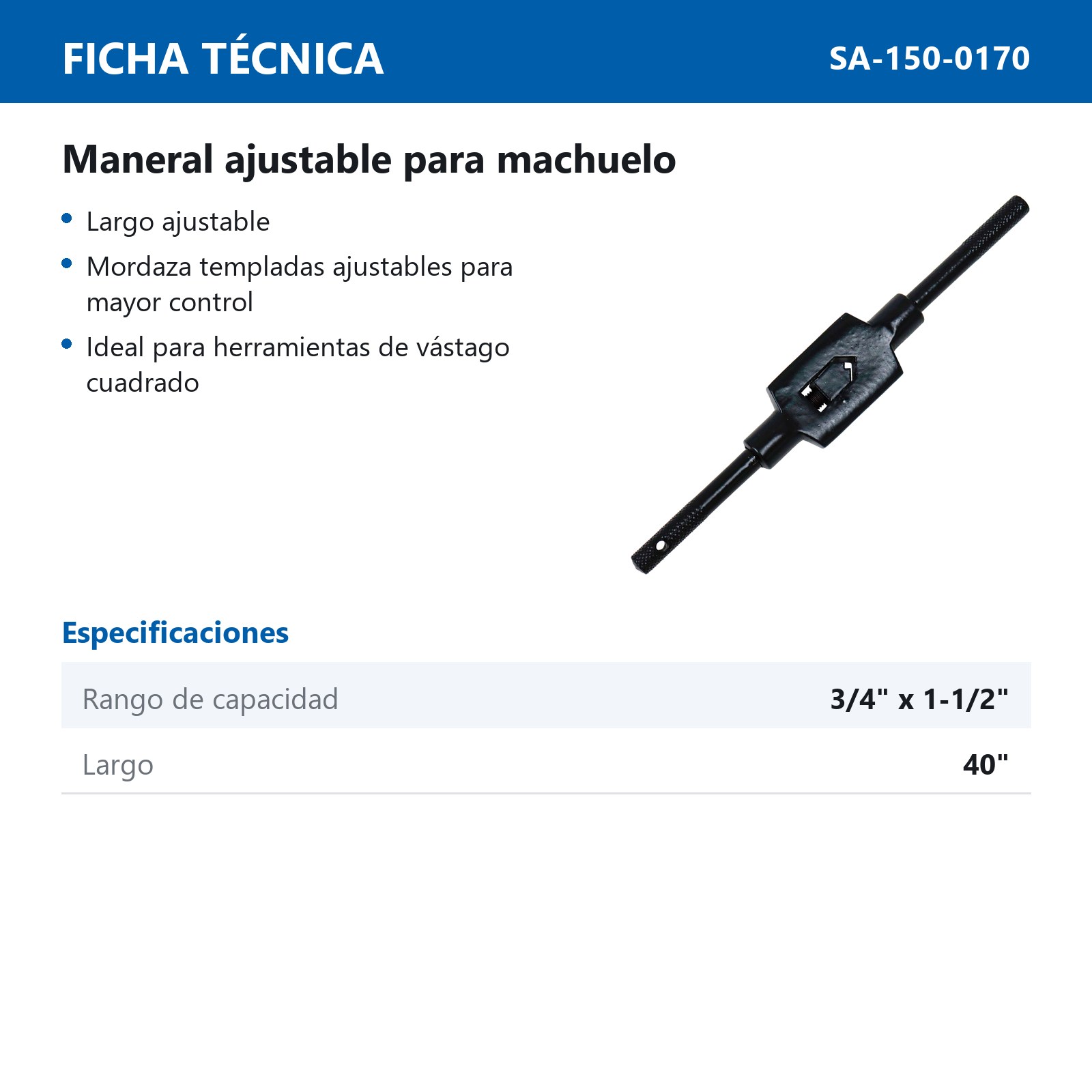 MANERAL PARA MACHUELO 3/4 - 1-1/2 AJUSTABLE - Imagen 2