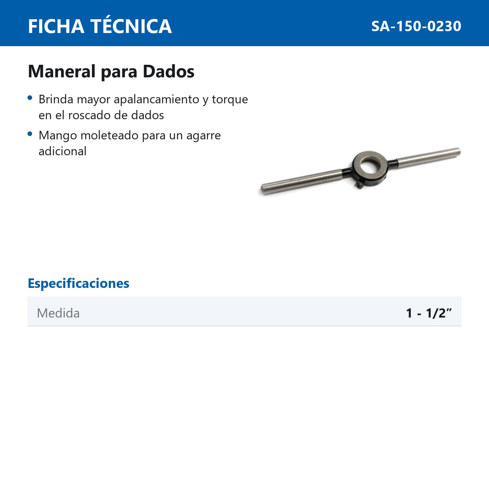 MANERAL P/DADOS 1-1/2" (38,1MM) - Imagen 2