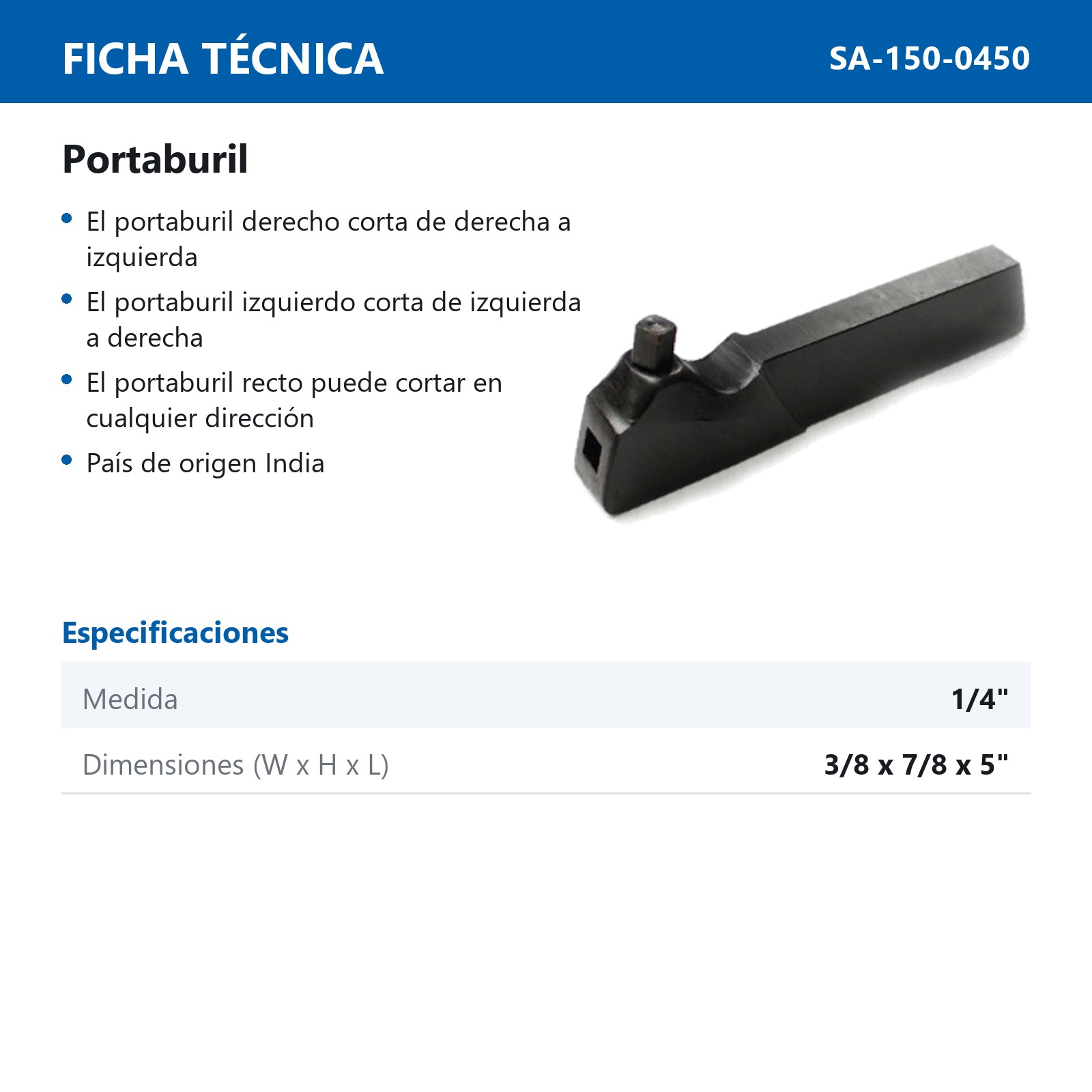 PORTA BURIL RECTO 1/4" - Imagen 2