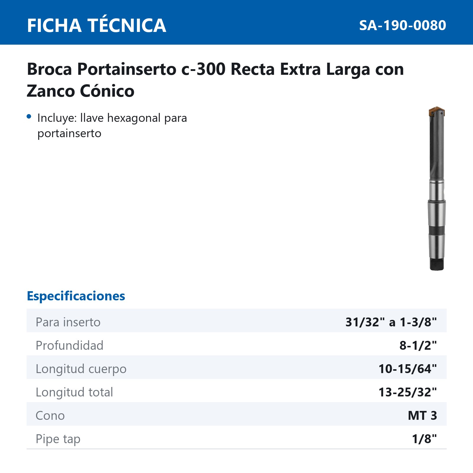 HOLDER BROCA CONICA FRACC. 31/32" A 1-3/8" XL - Imagen 2