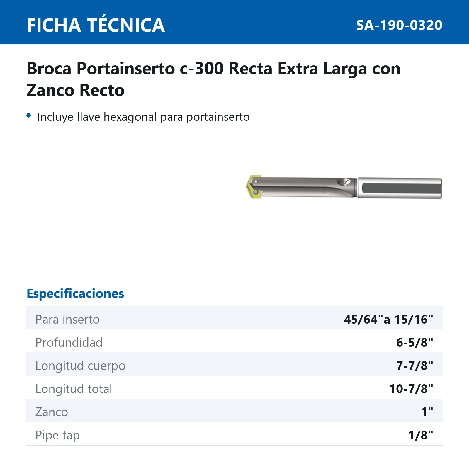 HOLDER BROCA RECTA FRACC. 45/64 A 15/16 RECTO XL - Imagen 2