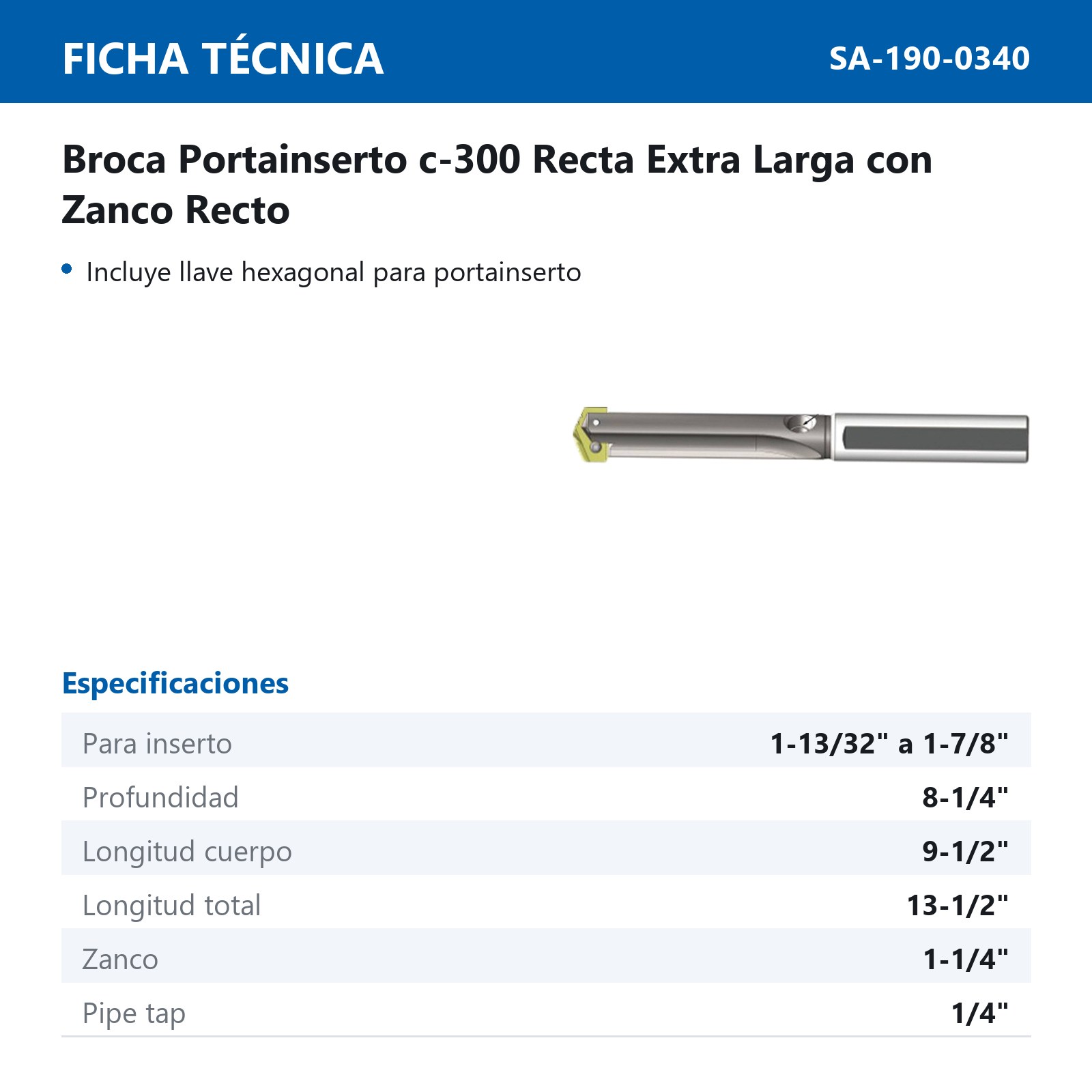 HOLDER BROCA CON. FRACC.1-13/32 A 1-7/8 RECTO XL - Imagen 2