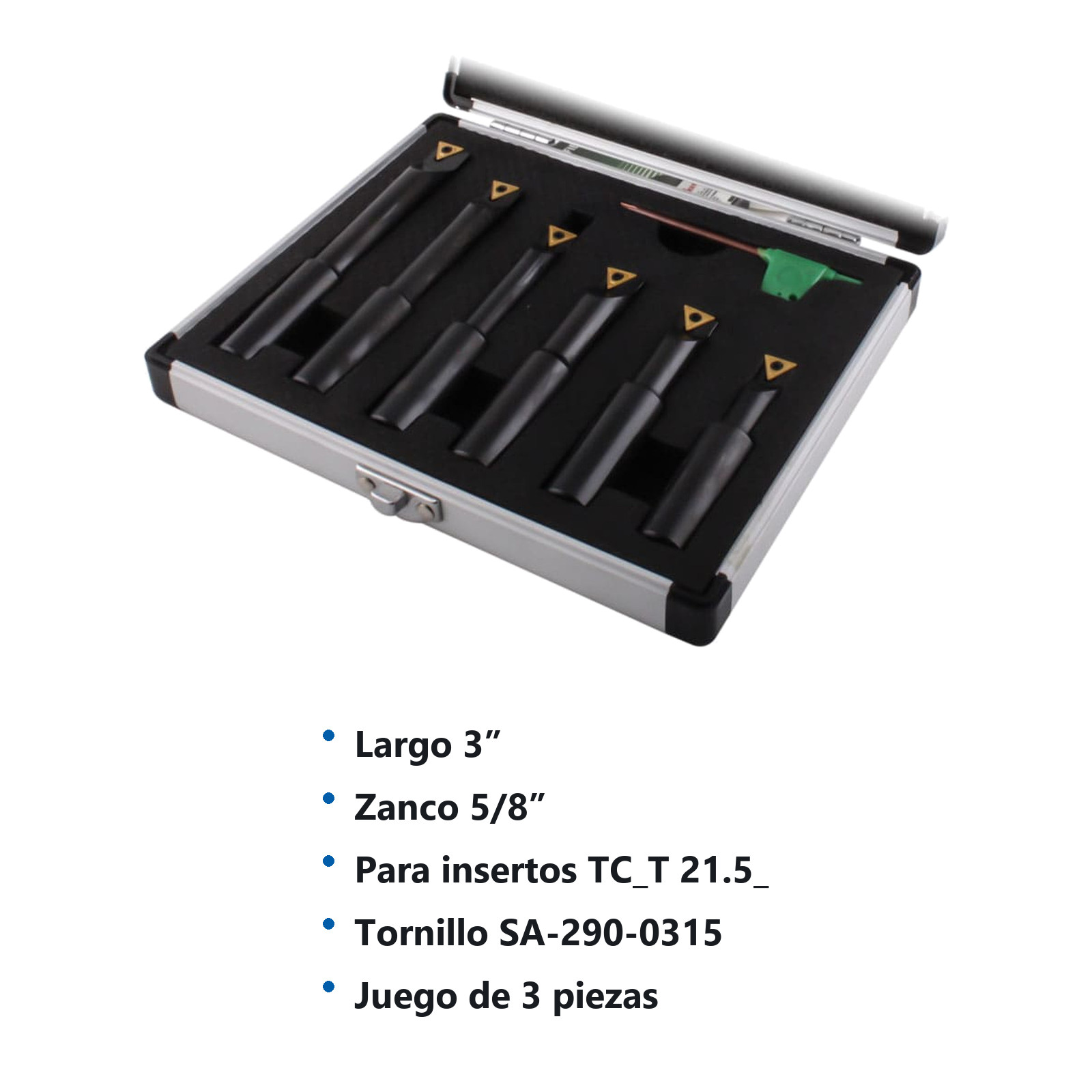 JUEGO DE BARRA INTERIOR 6 PZAS. ZANCO 5/8" C/TCMT21.51 Y TCMT221 - Imagen 2