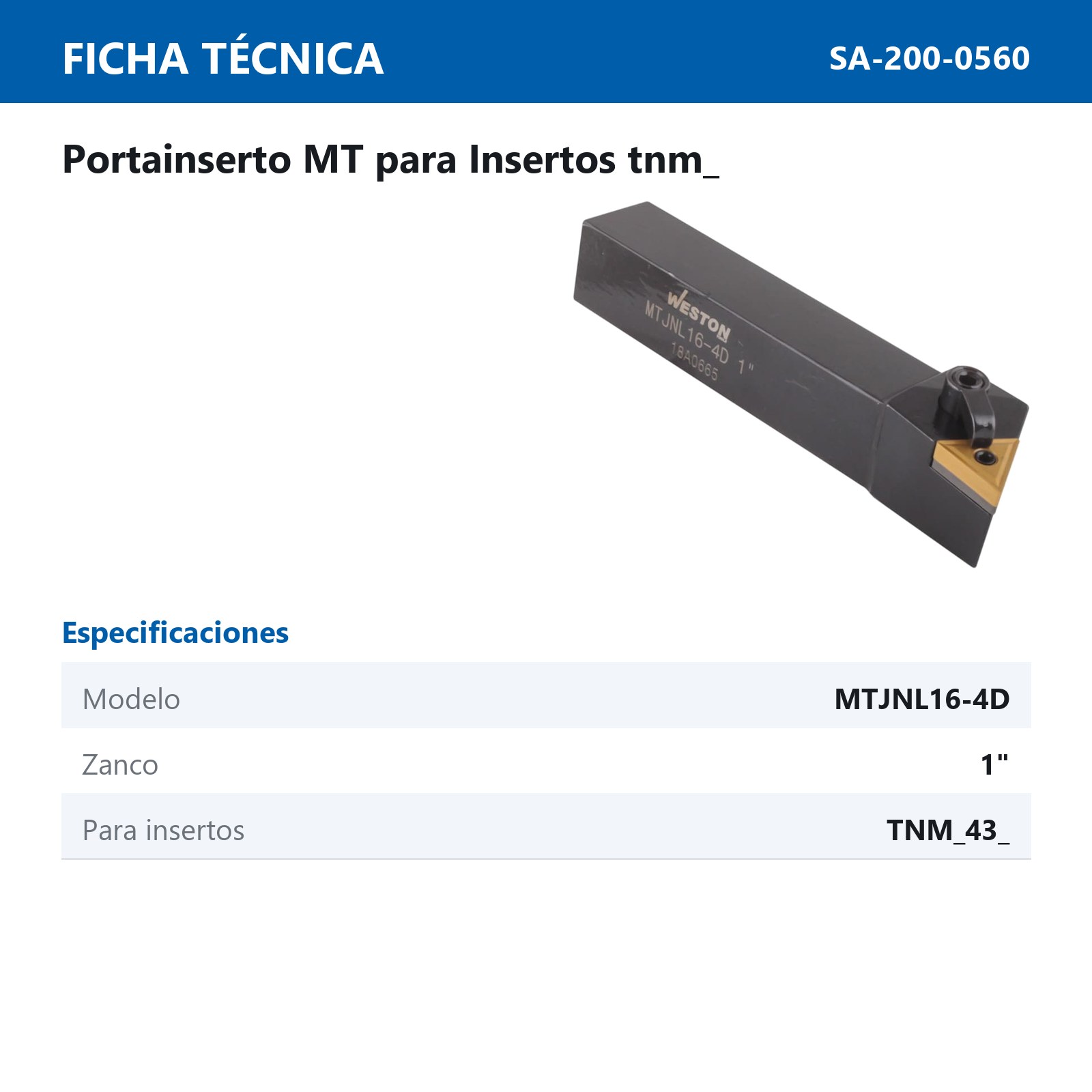 PORTA INSERTO MTJNL16-4D 1" C/TNMG432 - Imagen 2