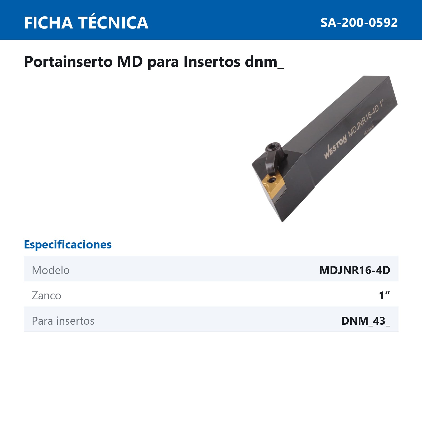 PORTA INSERTO MDJNR16-4D 1" C/DNMG432 - Imagen 2