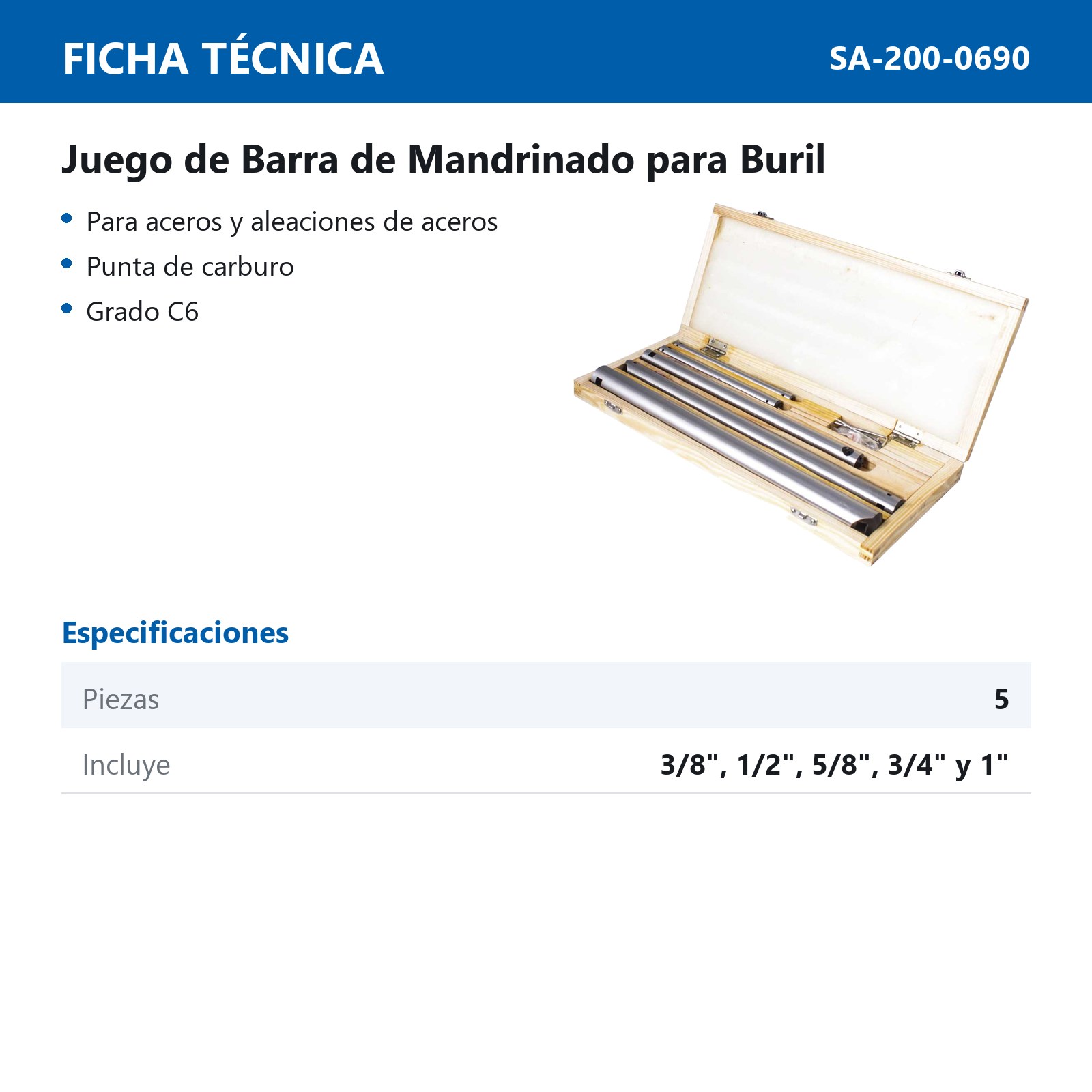 JGO.BARRA BORING P/BURIL 5 PZS (3/8 A 1) - Imagen 2