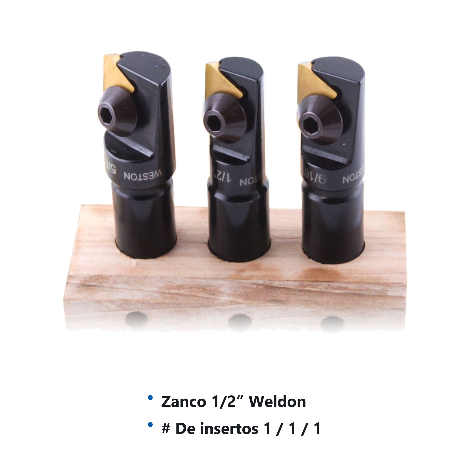 JUEGO DE CORTADORES TP 3 PZAS. ZANCO WELDON 1/2" PIÑA 1/2" A 5/8" P/TPC22 - Imagen 2