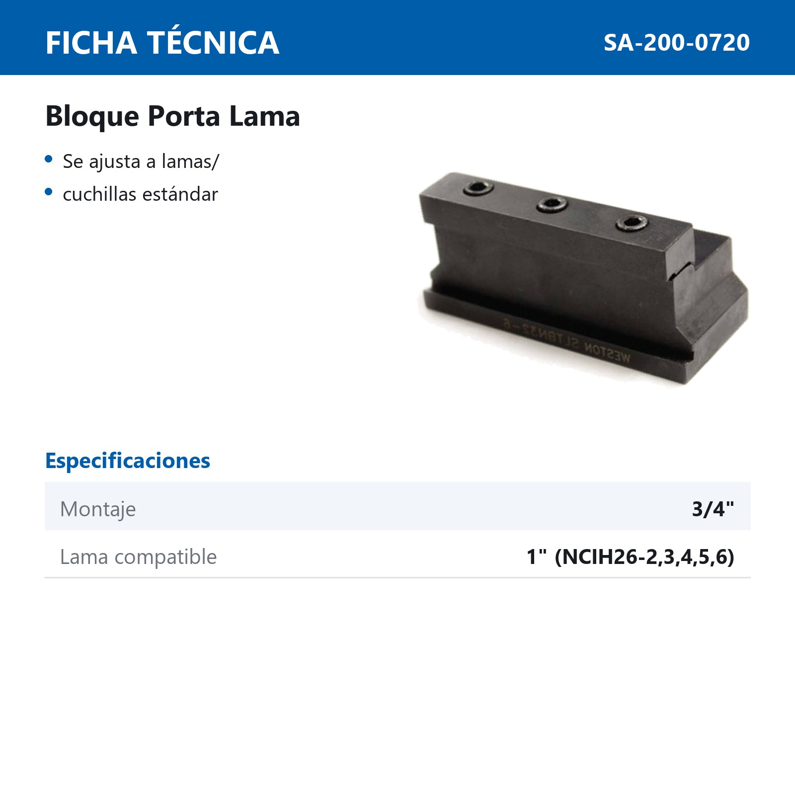 BLOCK P/LAMA ALTURA 3/4" - Imagen 2