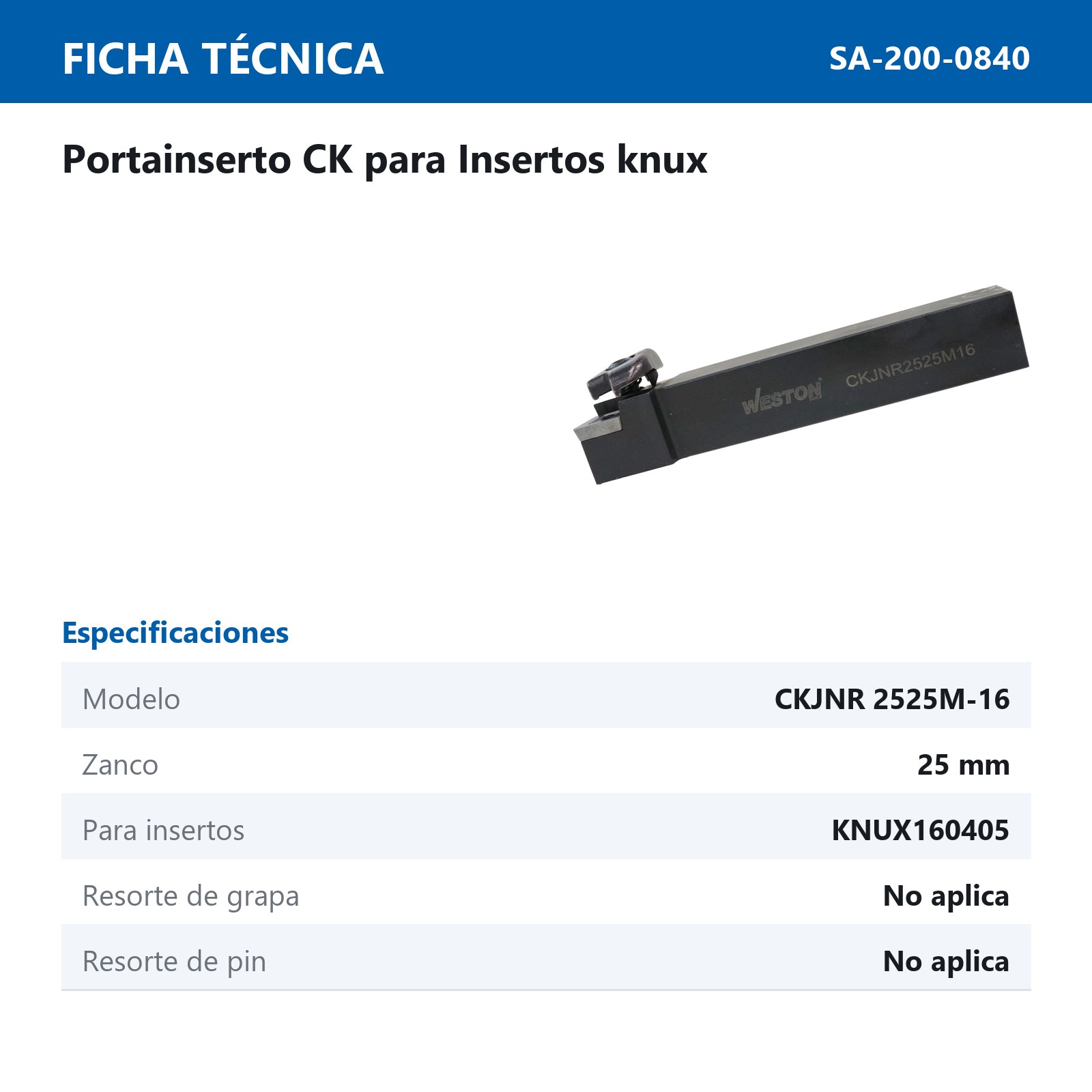 PORTA INSERTO CKJNR 2525M-16 25mm  P/KNUX 160405 R11 - Imagen 2