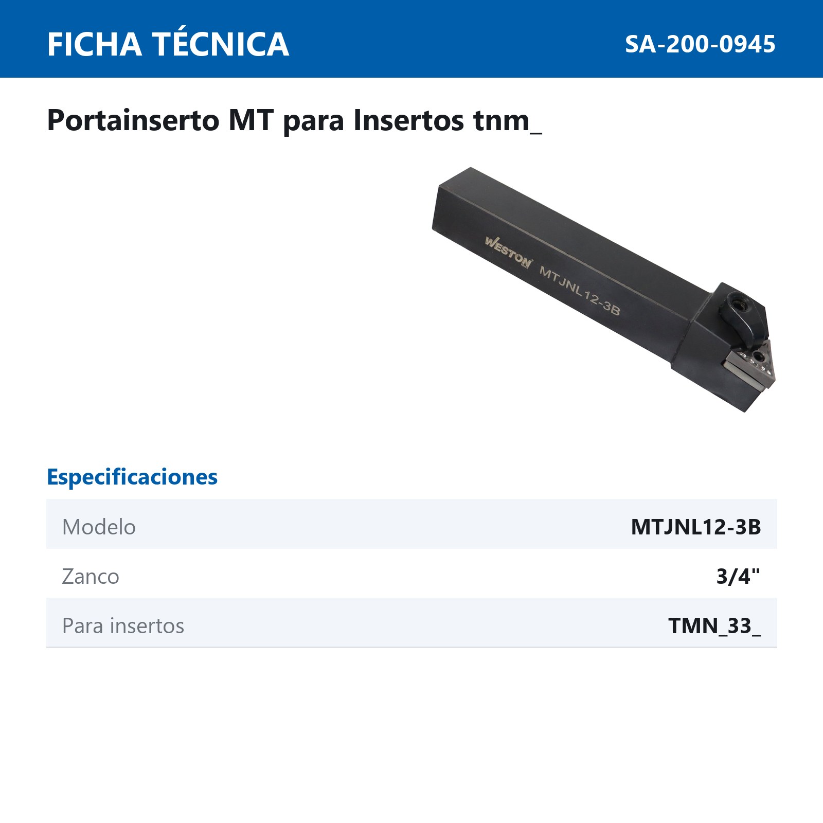 PORTAINSERTO MTJNL 12-3B 3/4" P/TMNG 332 - Imagen 2