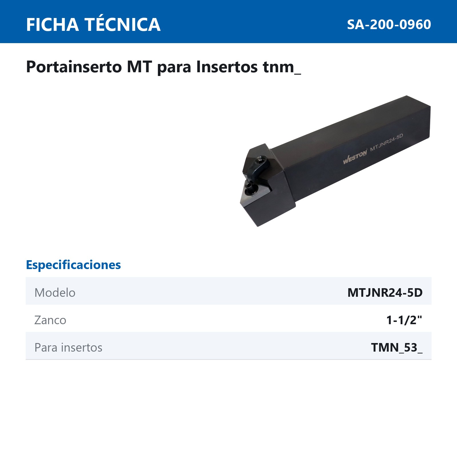 PORTA INSERTO MTJNR 24-5D 1-1/2" P/TMNG 532 - Imagen 2