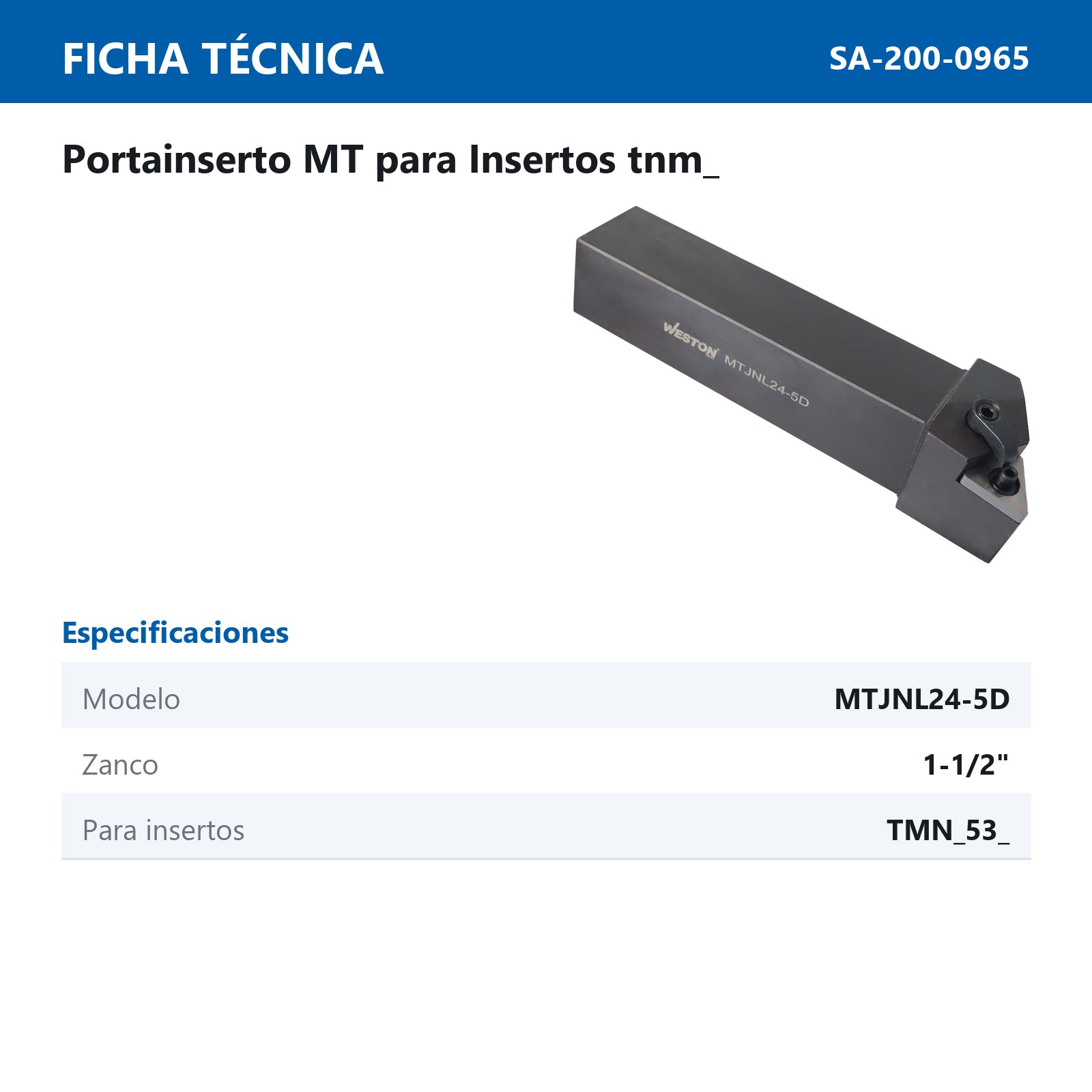 PORTA INSERTO MTJNL 24-5D 1-1/2" P/TMNG 532 - Imagen 2