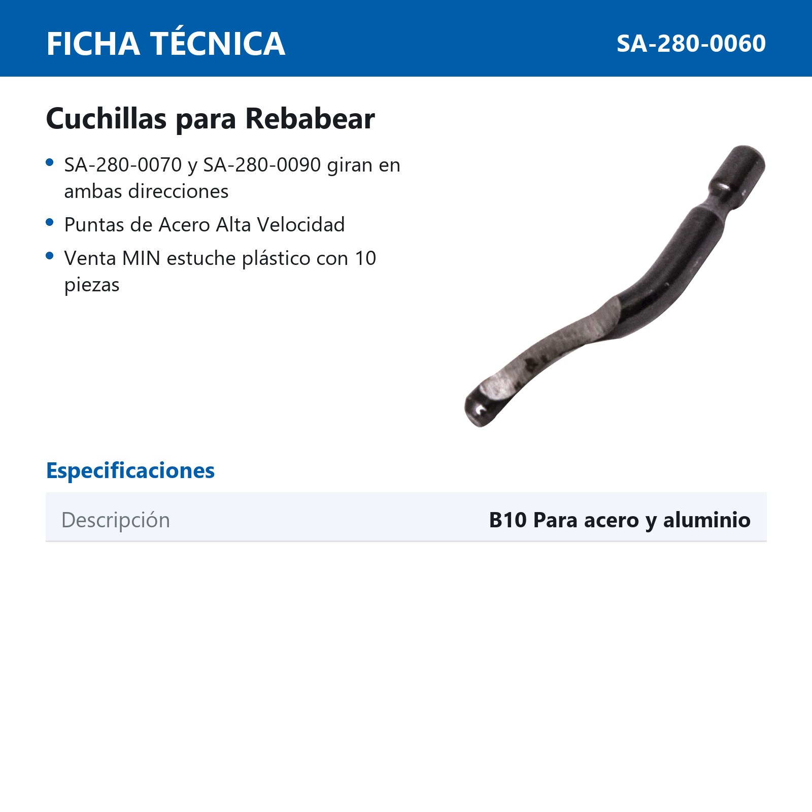 CUCHILLA 10B P/ACERO Y ALUMINIO JGO.10 PZS - Imagen 3