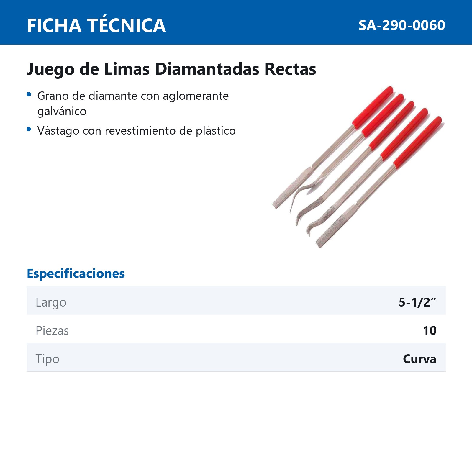 LIMAS DIAMANTADAS CURVAS 5-1/2" JGO.10PZ - Imagen 2