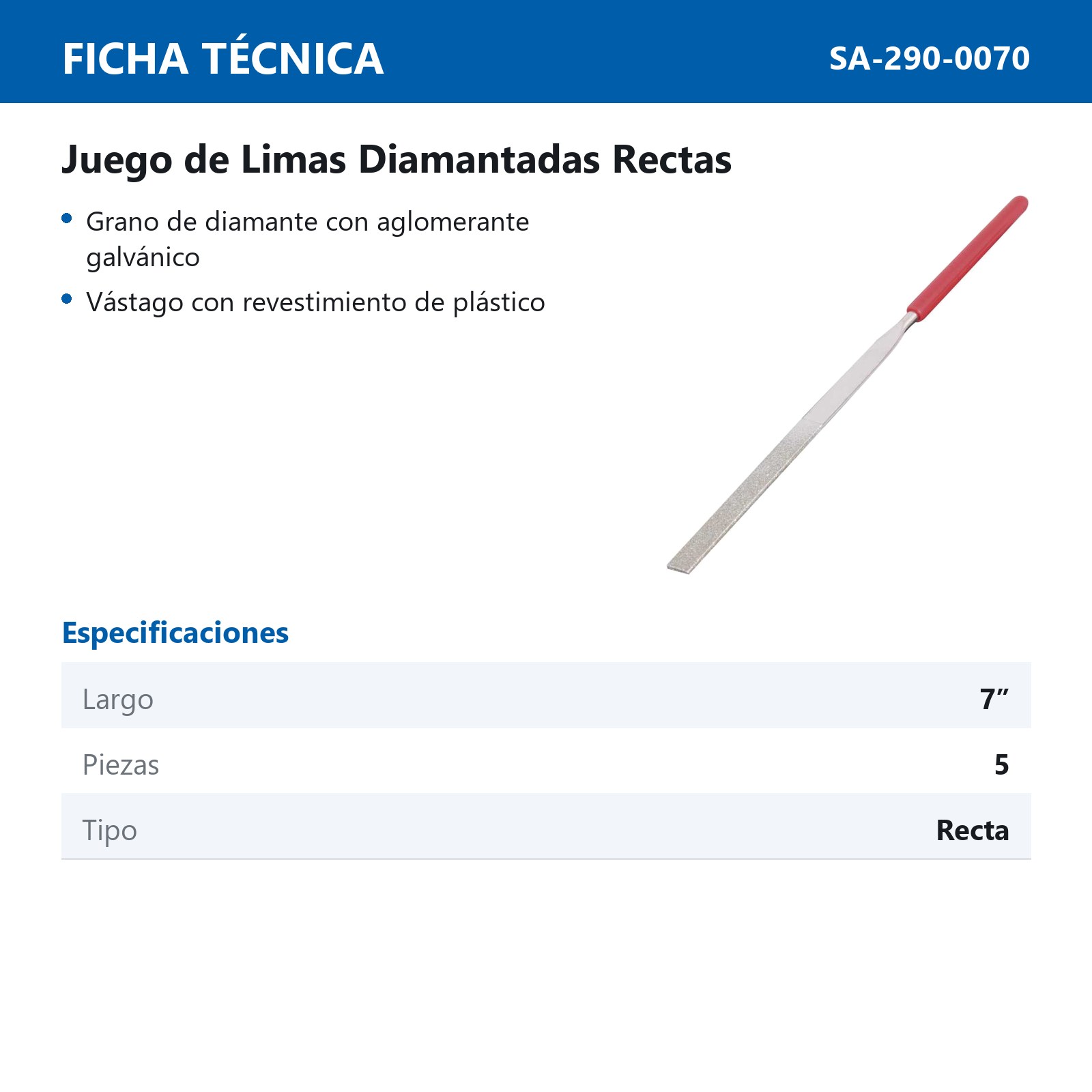 LIMAS DIAMANTADAS RECTAS 7" JGO. 5 PZS - Imagen 2