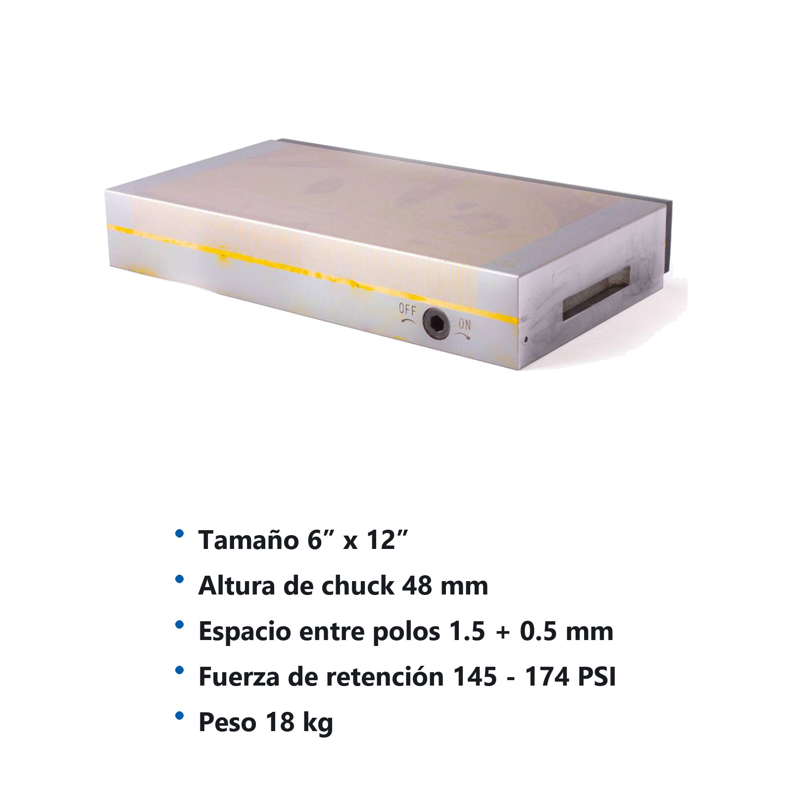 CHUCK/ PLATO MAGNETICO RECTANGULAR 12" X 6" - Imagen 4