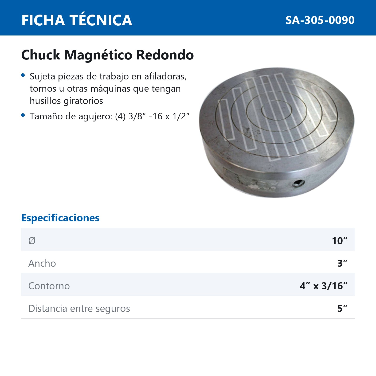 CHUCK / PLATO MAGNETICO REDONDO 10" - Imagen 2