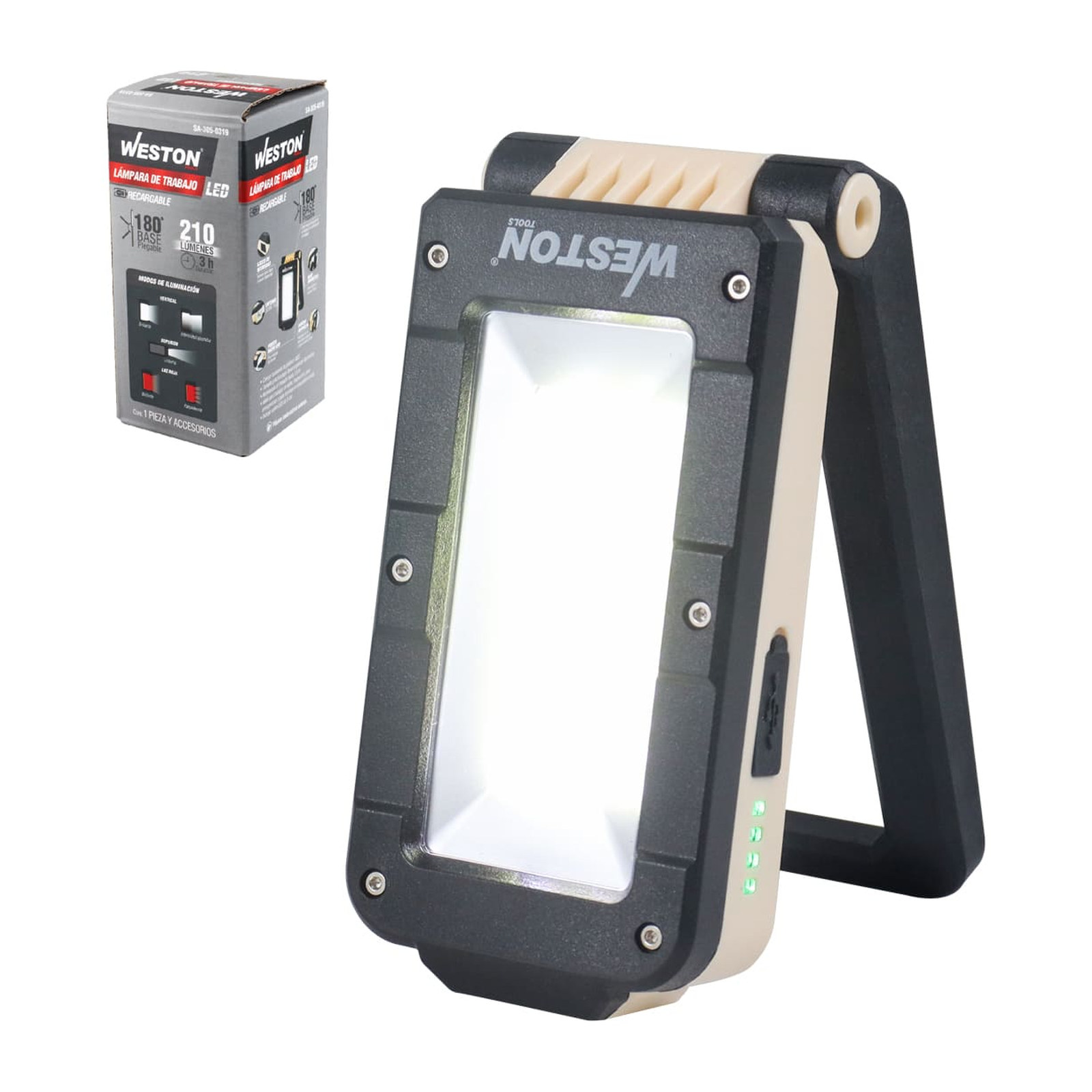 Lámpara de Trabajo LED Recargable con Base Plegable 210 lm Weston