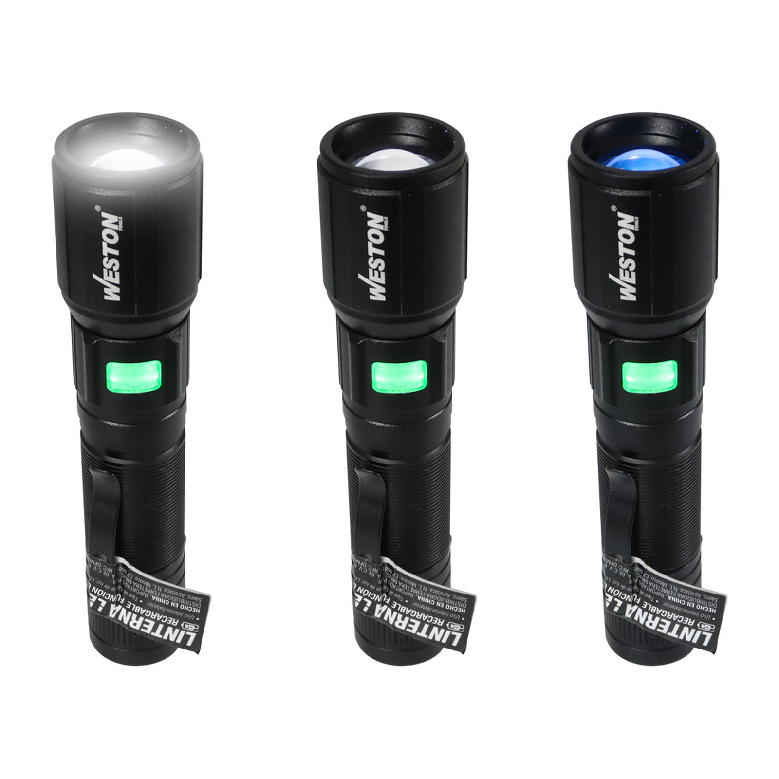 LINTERNA LED RECARGABLE USB, FUNCION UV LONGITUD DE ONDA 365-370NM - Imagen 2