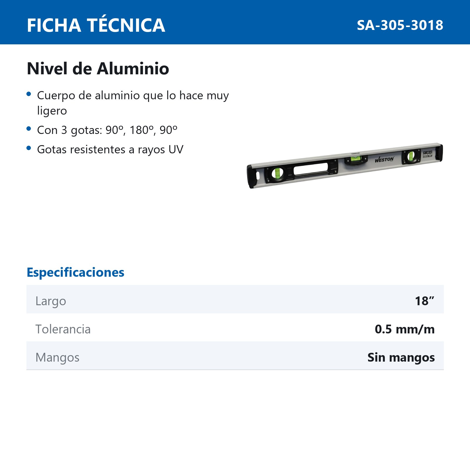 NIVEL DE ALUMINIO 18" - Imagen 4