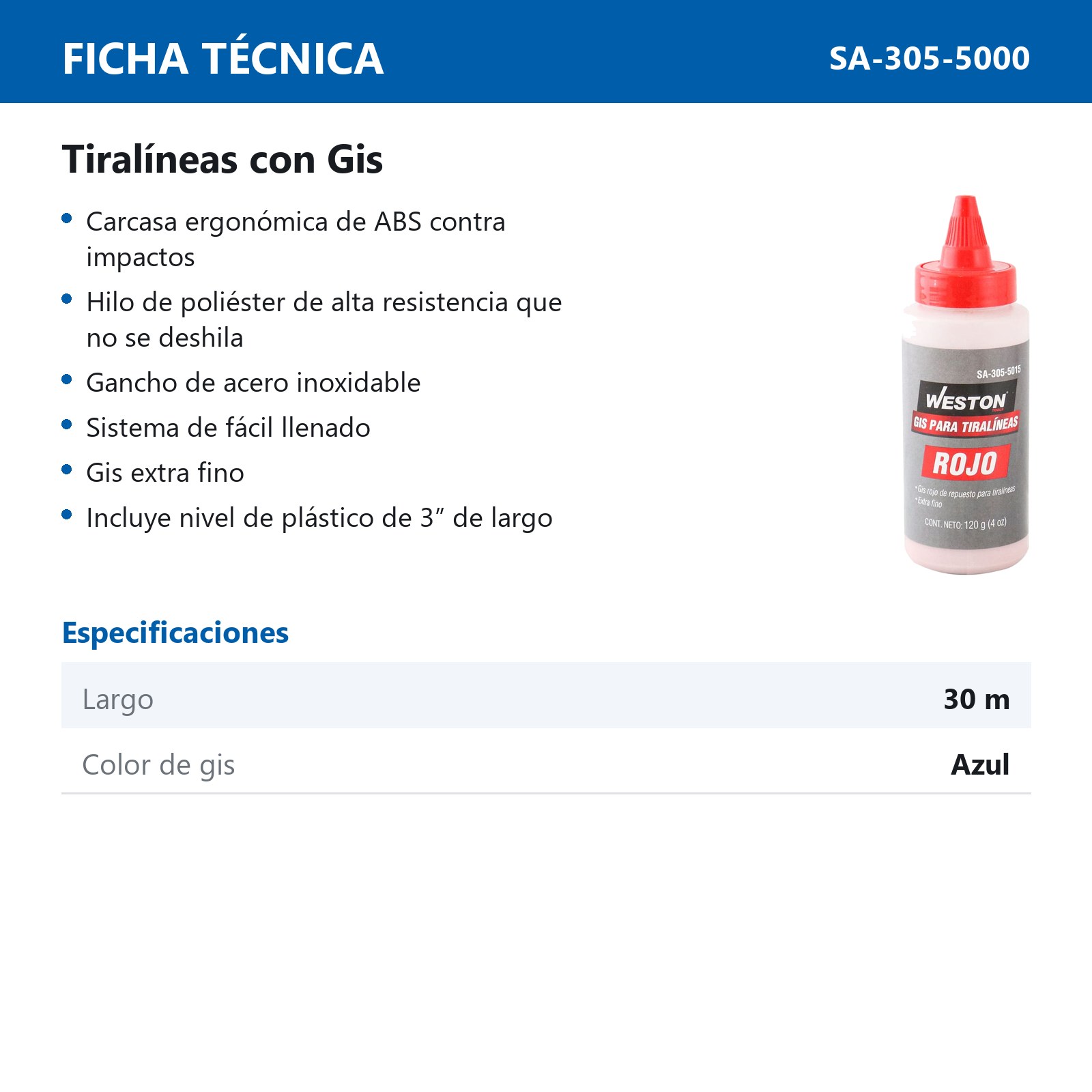 TIRALINEAS CON GIS ROJO CUERPO ABS - Imagen 3