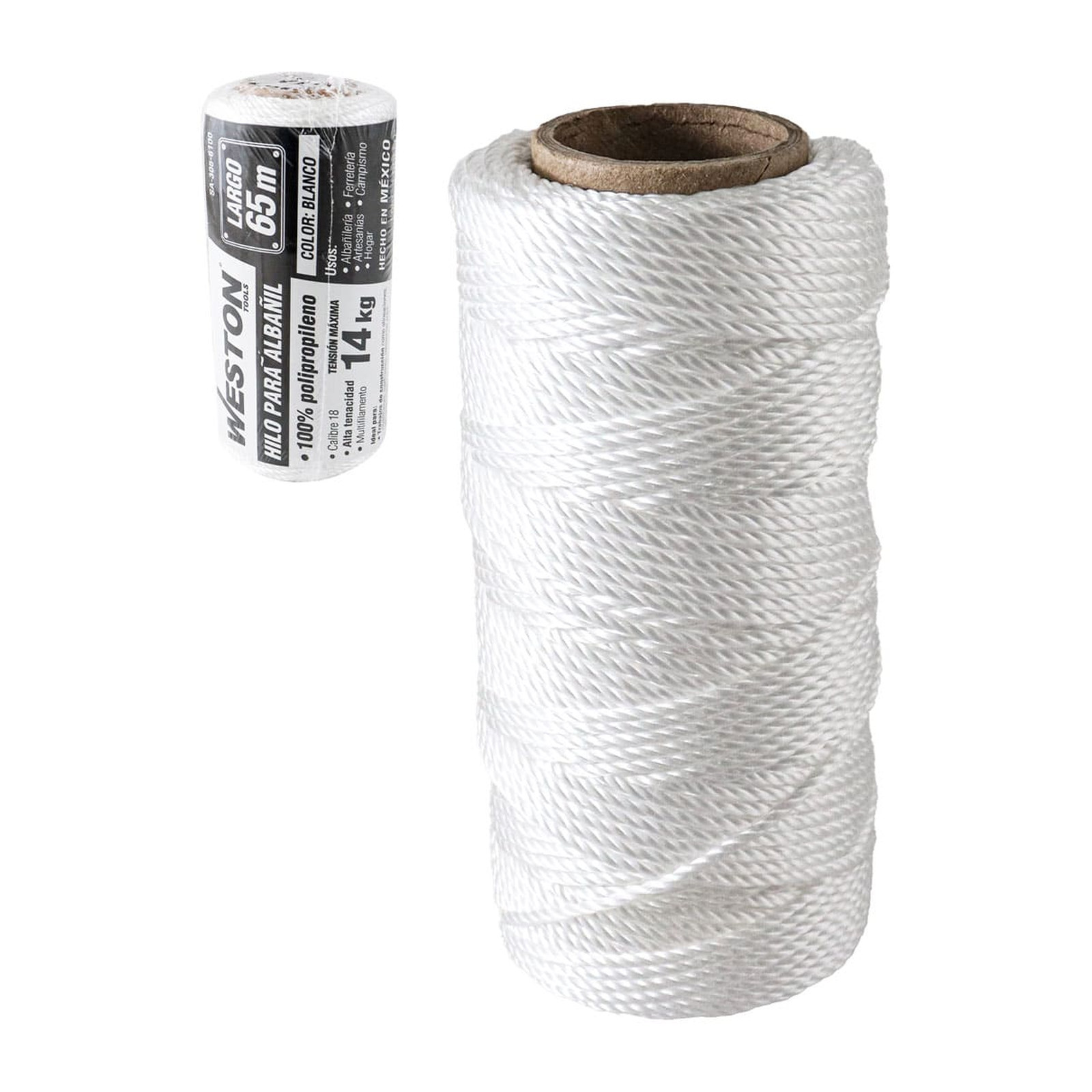 Hilo para Albañil de Polipropileno Calibre 18 Blanco 65 m Weston