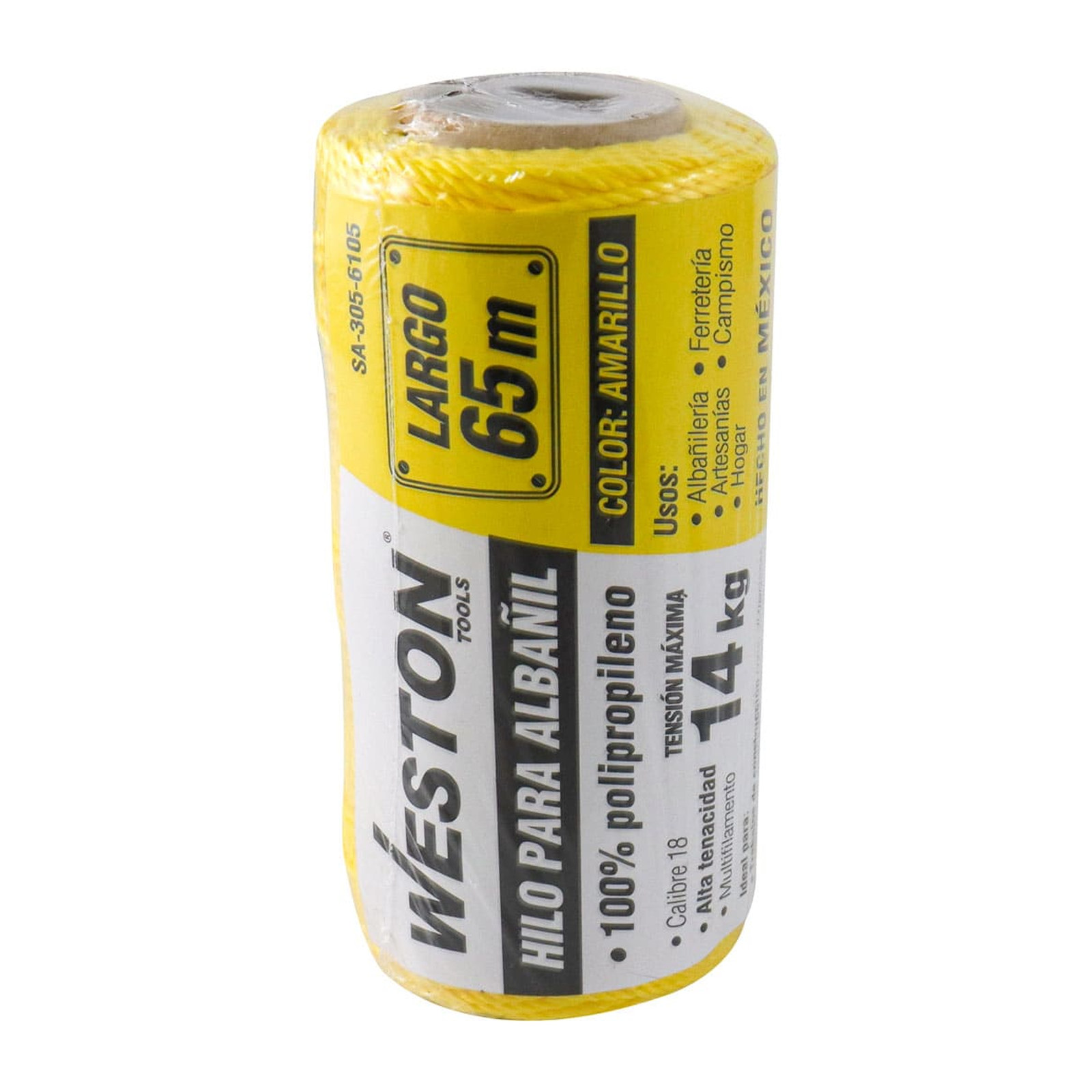 HILO PARA ALBAÑIL DE POLIPROPILENO CAL. 18 AMARILLO CHICO 65M - Imagen 4