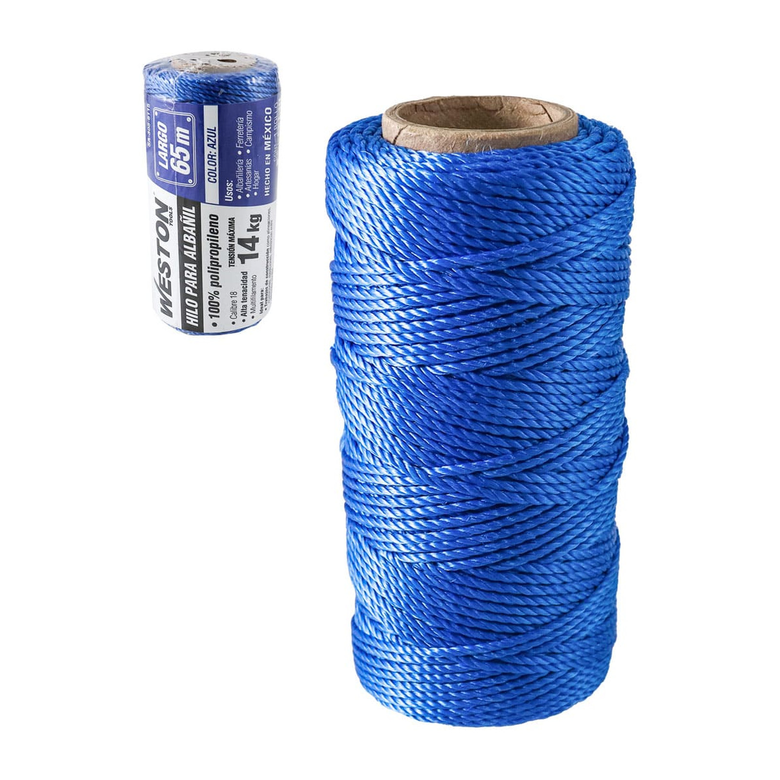 Hilo para Albañil de Polipropileno Calibre 18 Azul Chico 65 m Weston