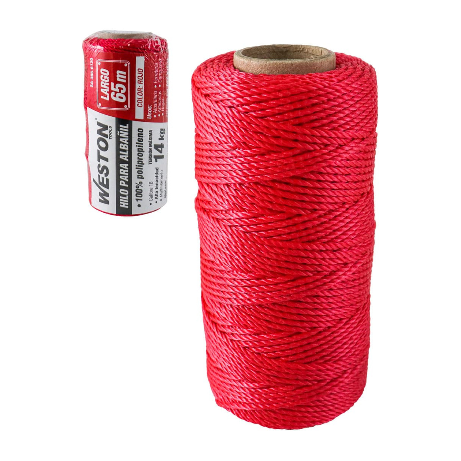 Hilo para Albañil de Polipropileno Calibre 18 Rojo 65 m Weston