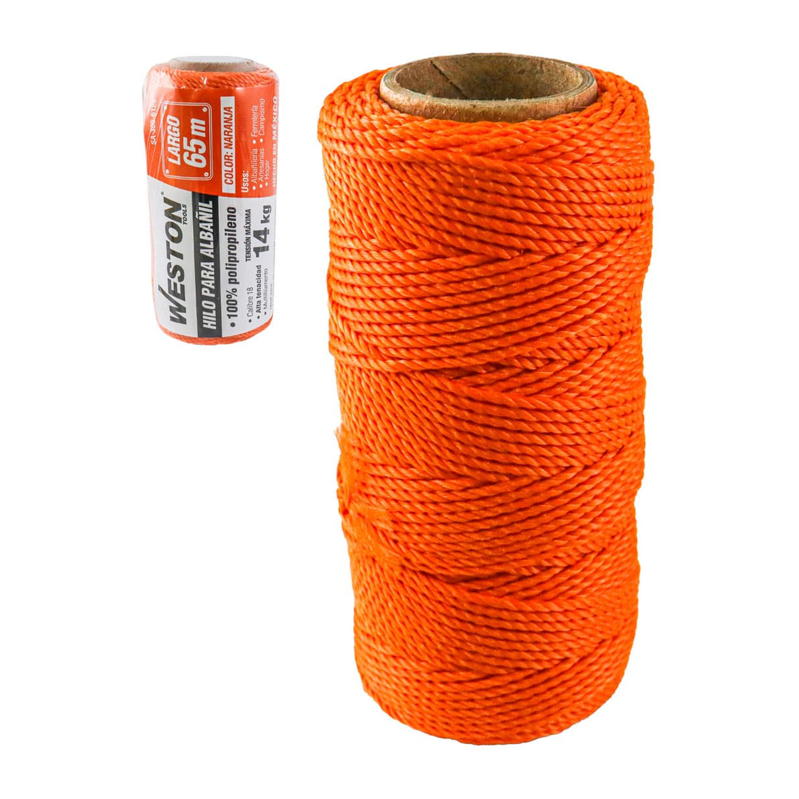 Hilo para Albañil de Polipropileno Calibre 18 Naranja 65 m Weston