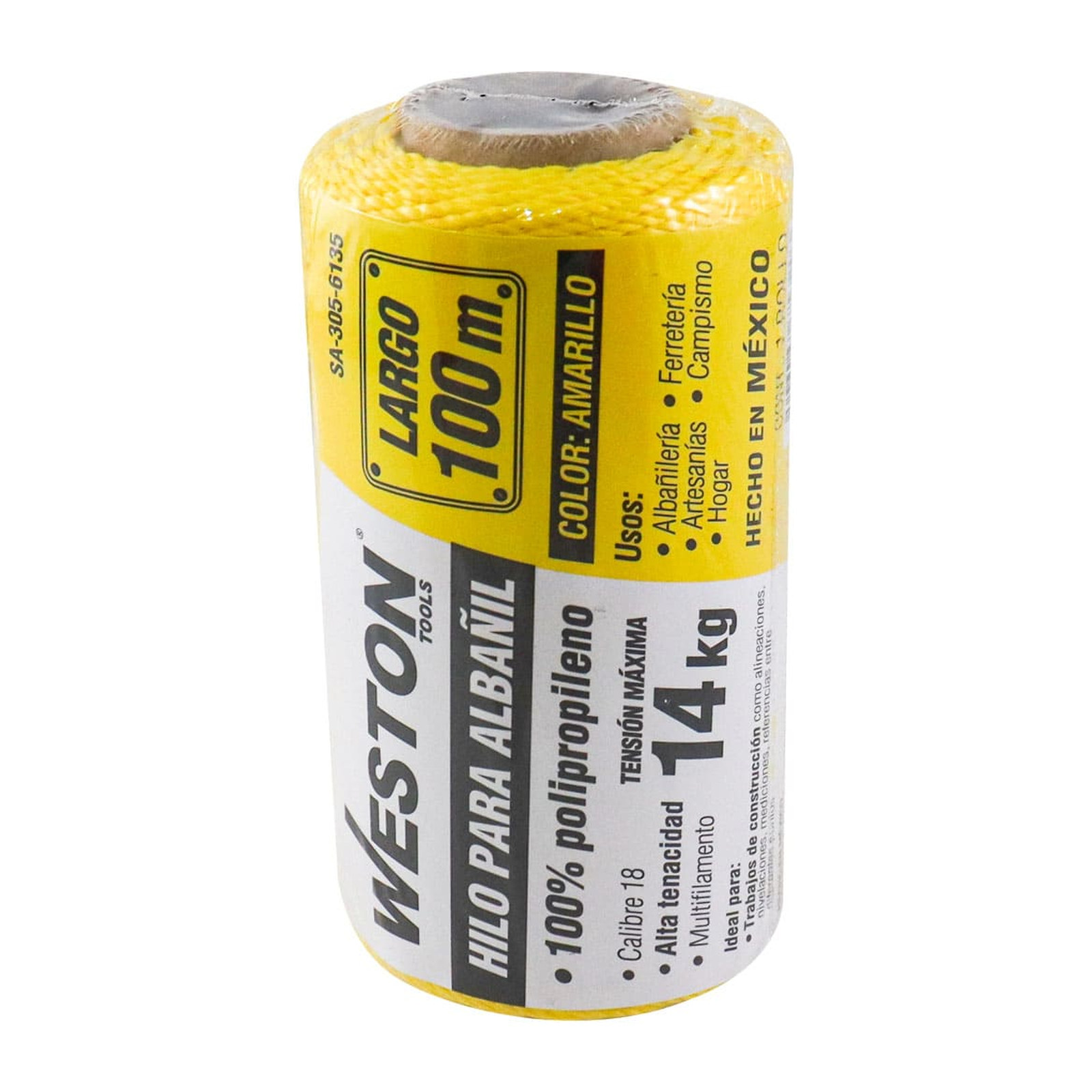 HILO PARA ALBAÑIL DE POLIPROPILENO CAL. 18 AMARILLO MED 100M - Imagen 4