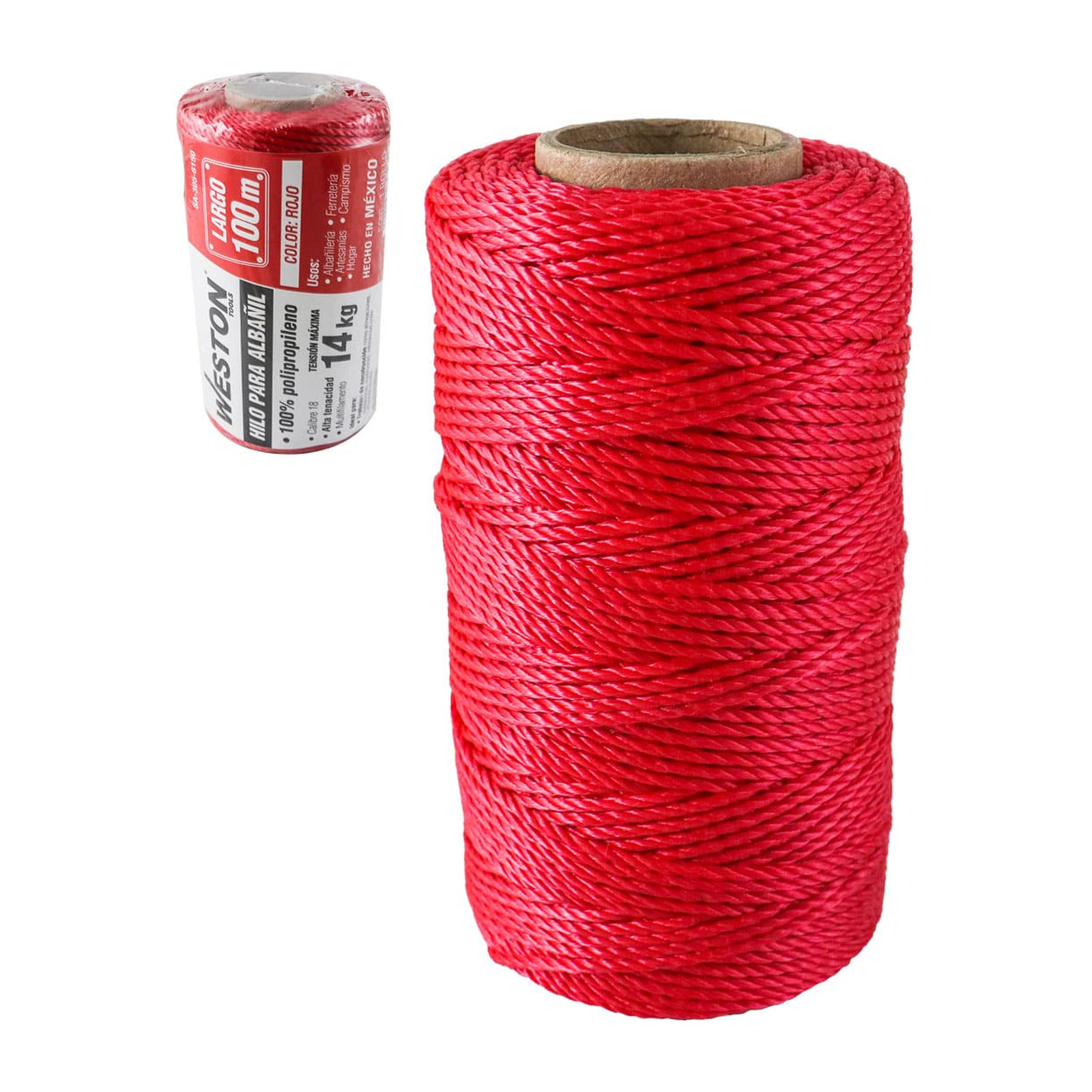 Hilo para Albañil de Polipropileno Calibre 18 Rojo 100 m Weston