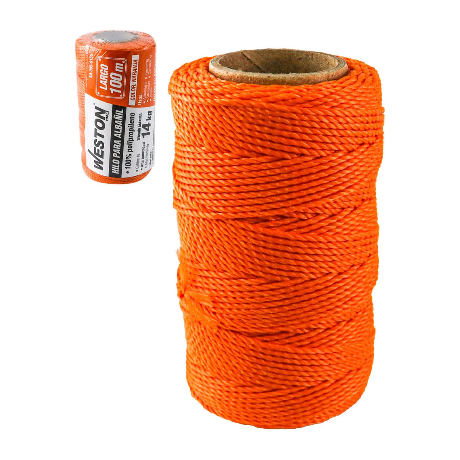 Hilo para Albañil de Polipropileno Calibre 18 Naranja 100 m Weston