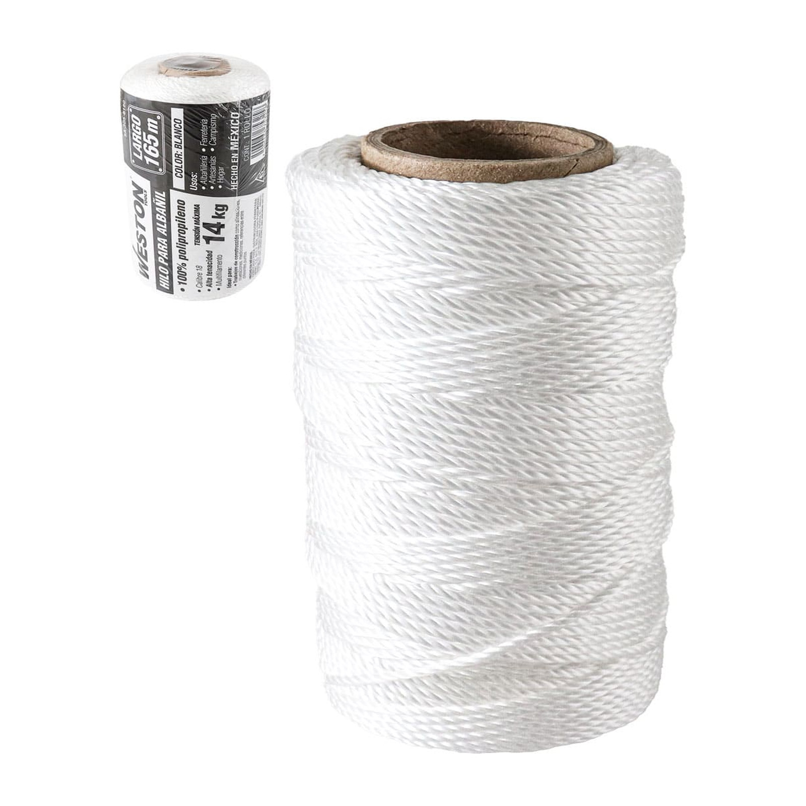 Hilo para Albañil de Polipropileno Calibre 18 Blanco Grande 165 m WESTON