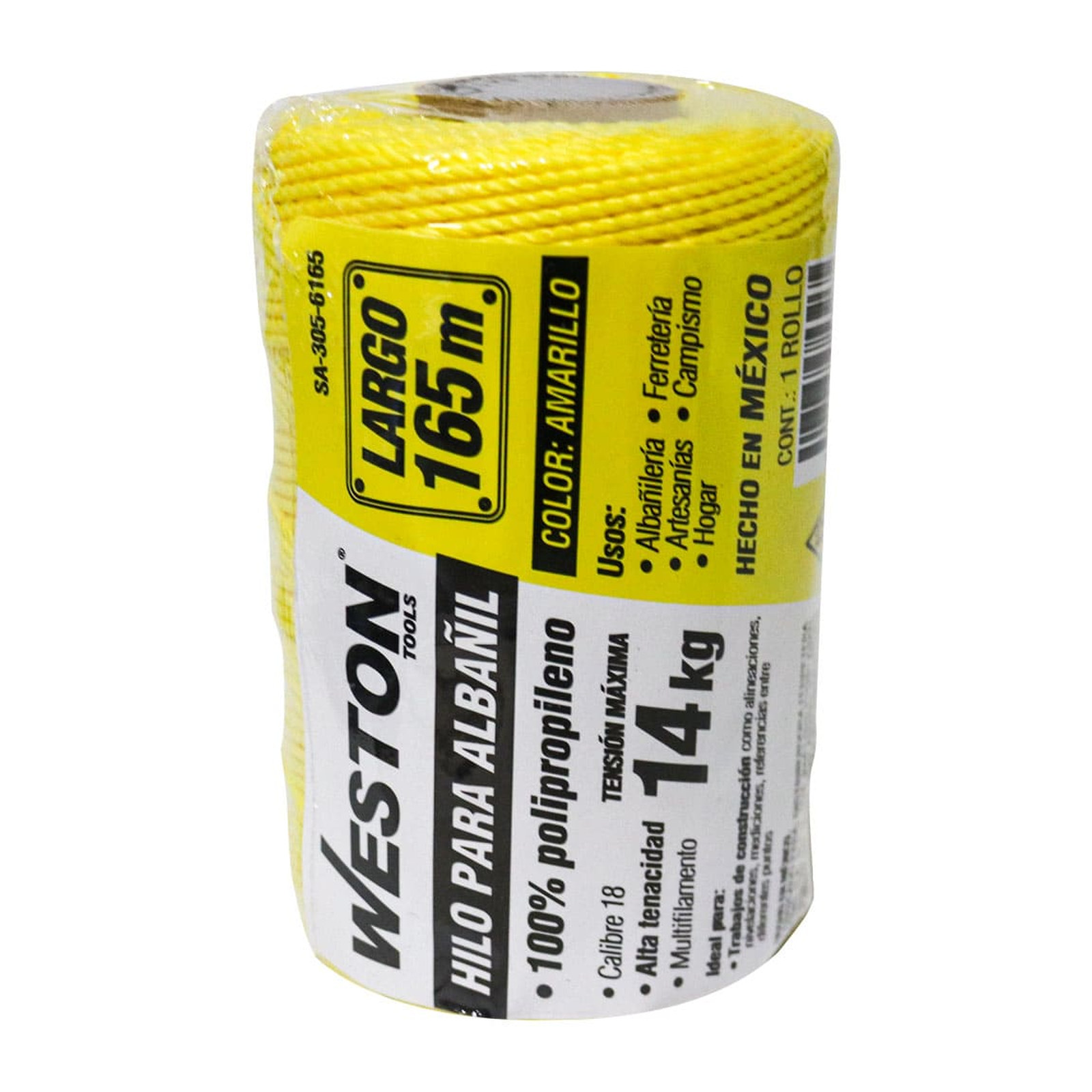 HILO PARA ALBAÑIL DE POLIPROPILENO CAL. 18 AMARILLO GDE 165M - Imagen 4