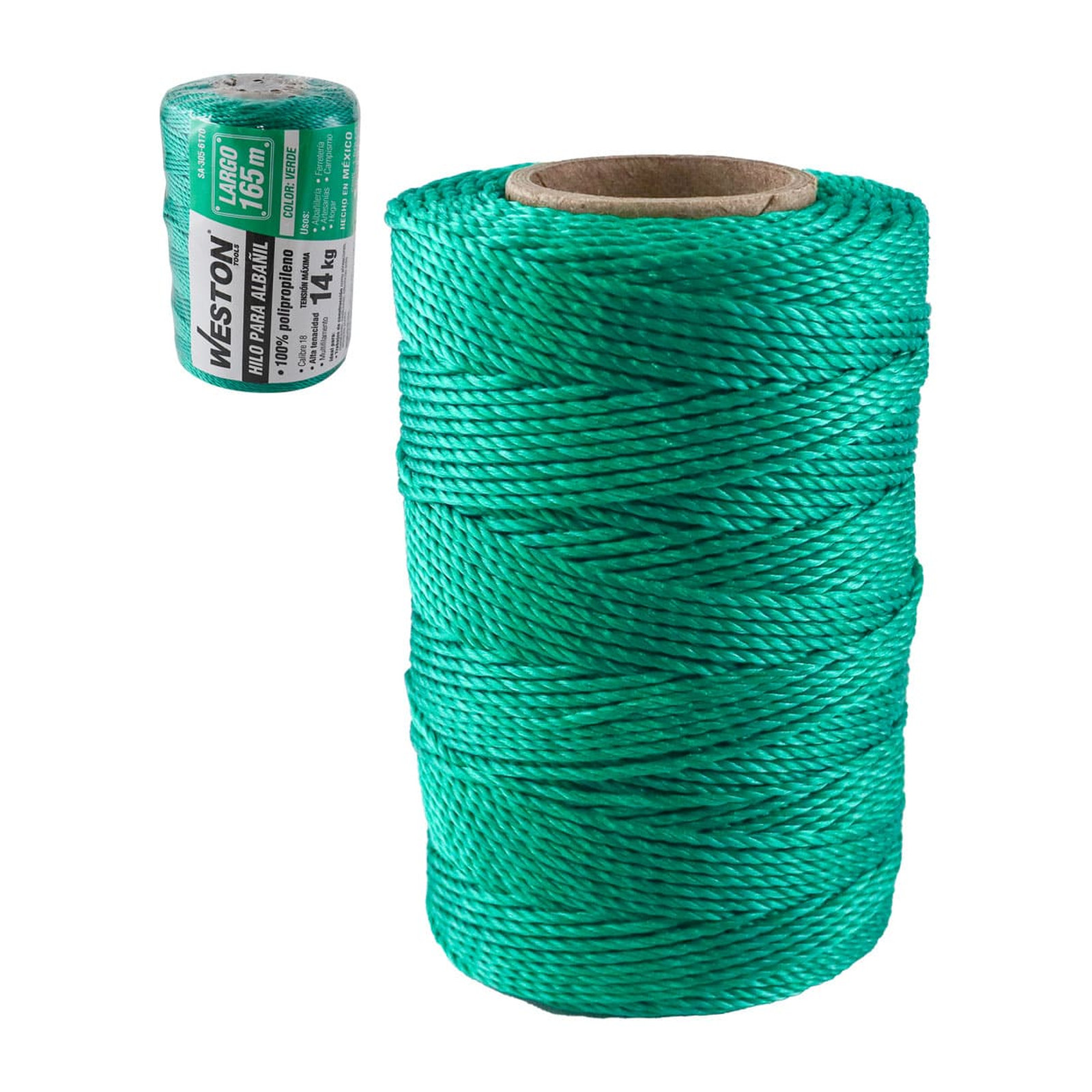 Hilo para Albañil de Polipropileno Calibre 18 Verde Grande 165 m Weston