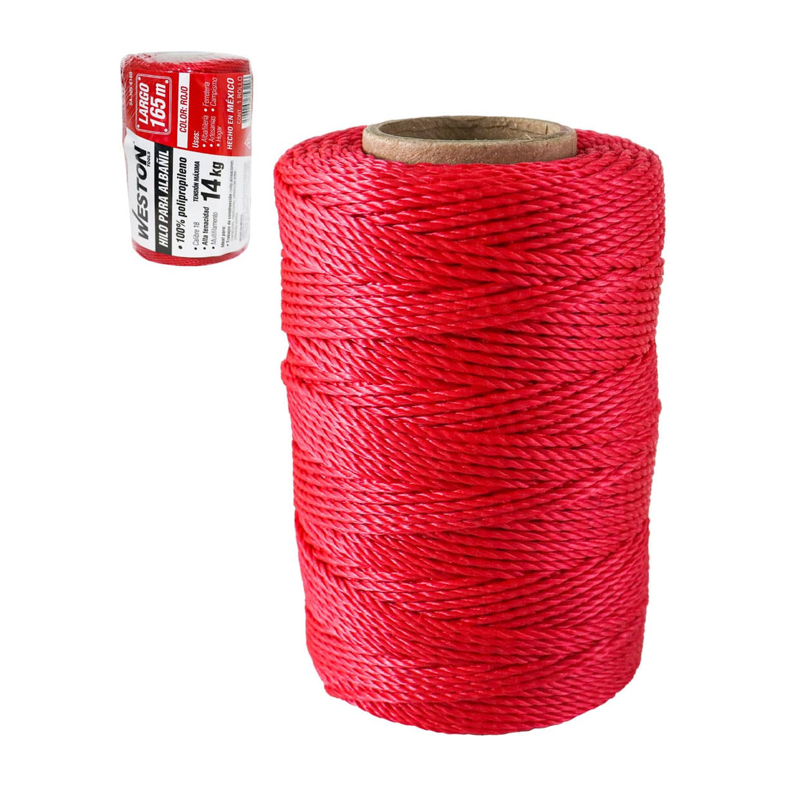 Hilo para Albañil de Polipropileno Calibre 18 Rojo Grande 165 m Weston