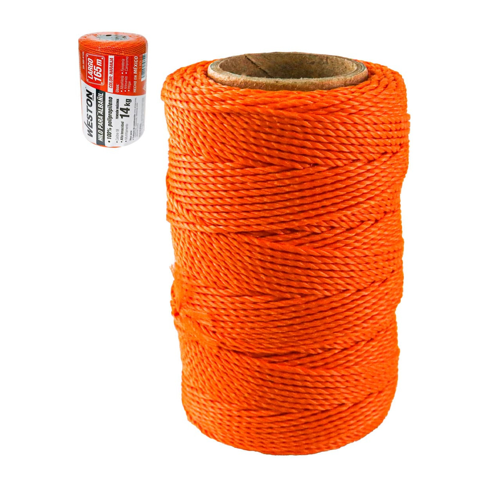 Hilo para Albañil de Polipropileno Calibre 18 Naranja Grande 165 m Weston