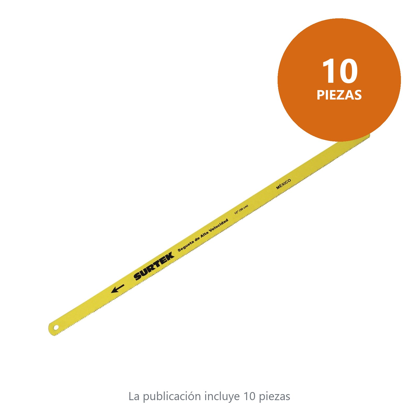 Segueta de acero alta velocidad 12", 24 DPP, 10 piezas Surtek - Imagen 3
