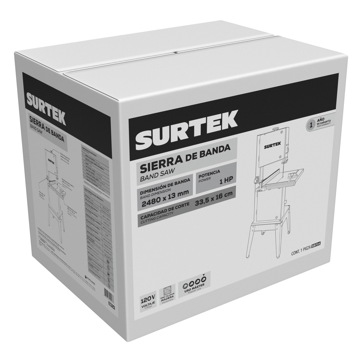 Sierra de banda 14" 1 HP 120 V, 1700 RPM Surtek - Imagen 2