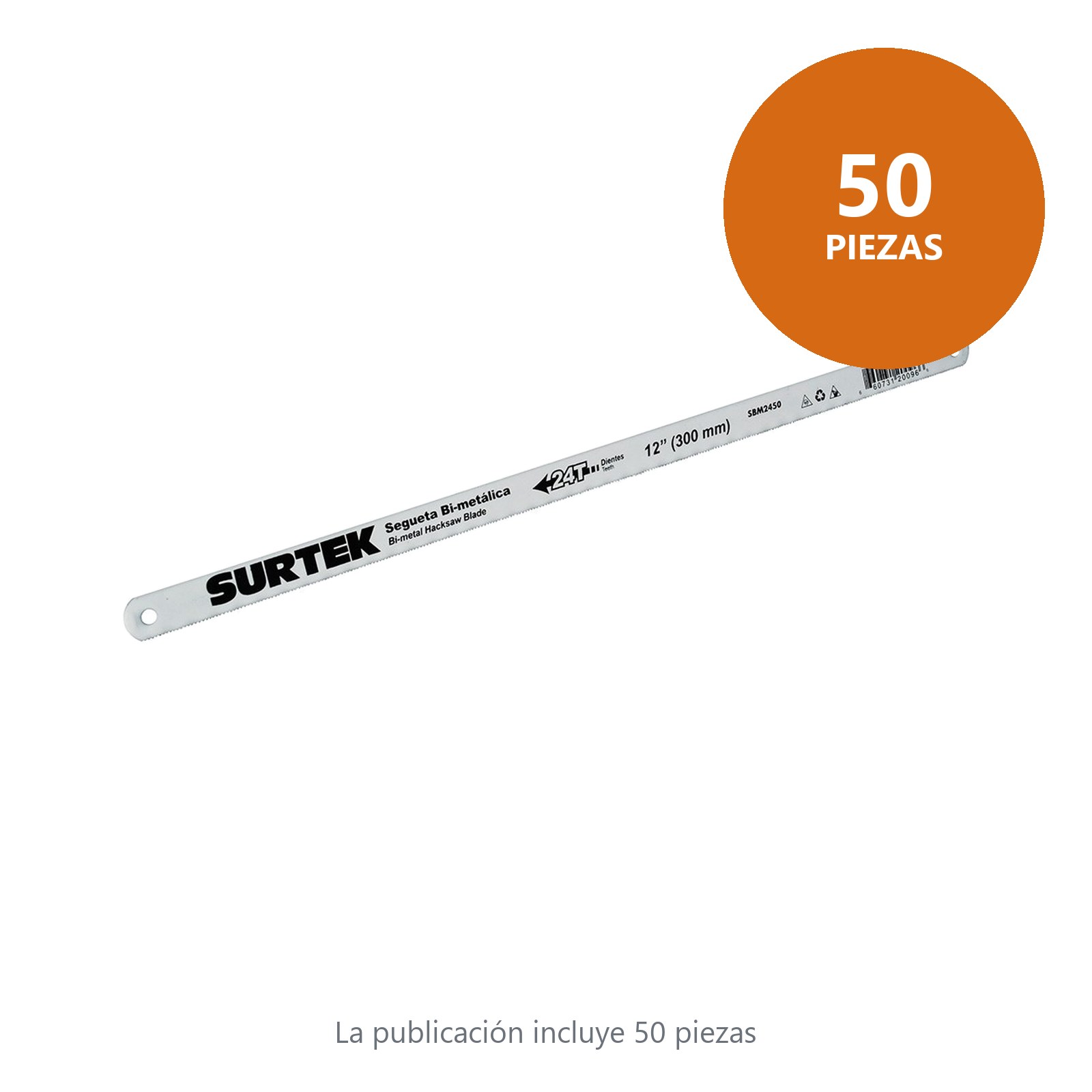Segueta bimetálica de 12", 24 DPP, 50 piezas Surtek - Imagen 3