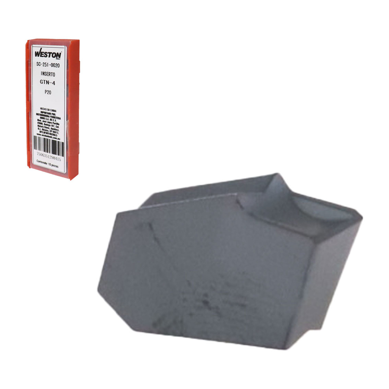 Inserto de Carburo GTN-4 Grado P20 Weston