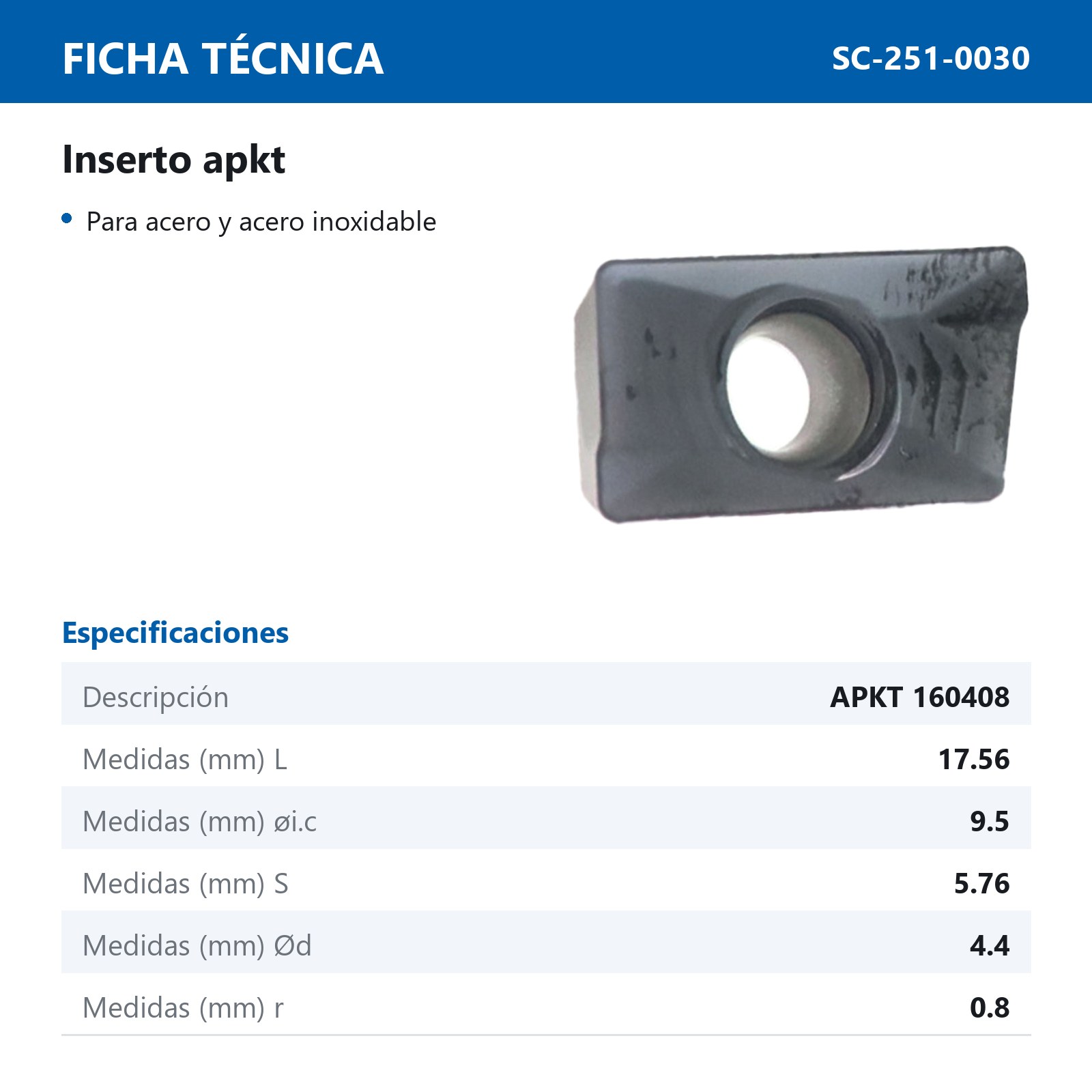 INSERTO APKT160408-ZM P20 M20 (Precio x pieza - Empaque c/10 pzas) - Imagen 4