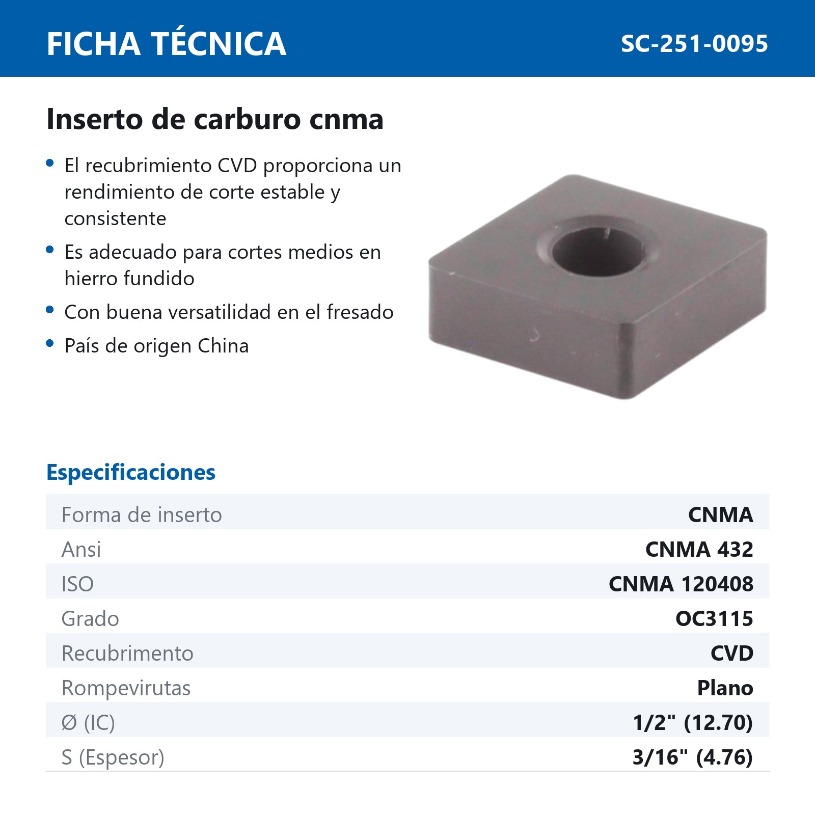 INSERTO CNMA432 K20 (Precio x pieza - Empaque c/10 pzas) - Imagen 3